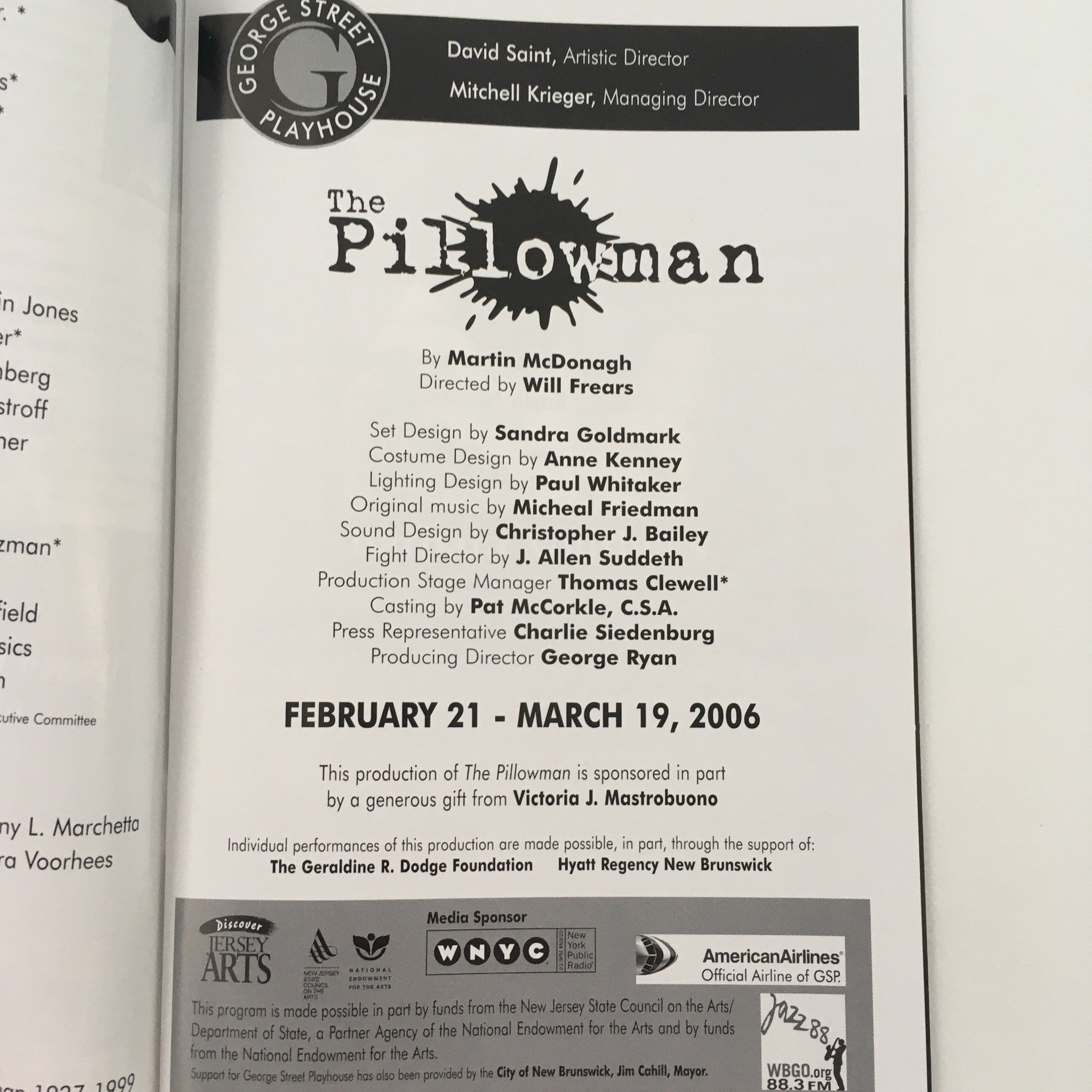 2006 George Street Playhouse 'The Pillowman' by Martin McDonagh, Will Frears