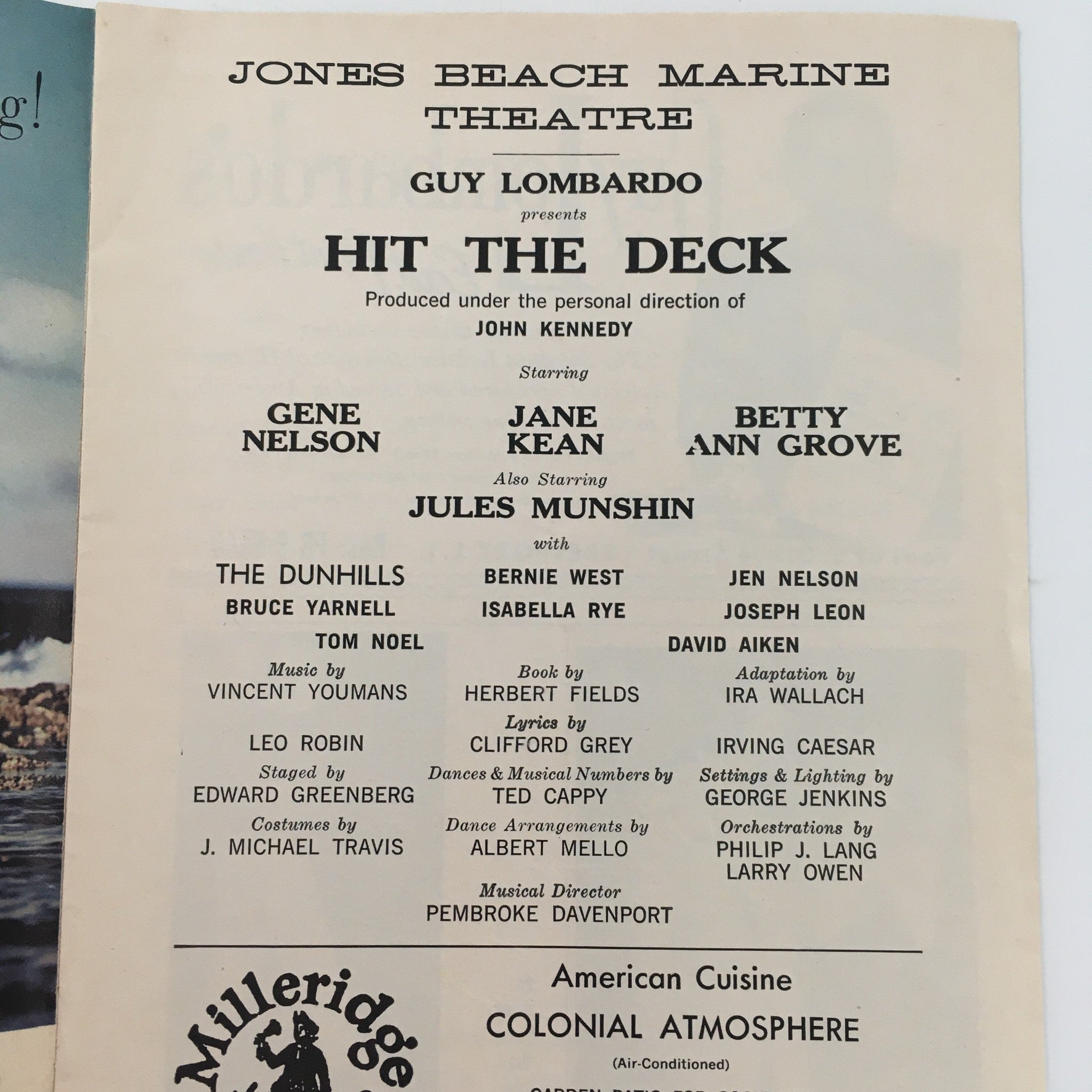 1960 Playbill Jones Beach Marine Theatre 'Hit The Deck' by Guy Lombardo