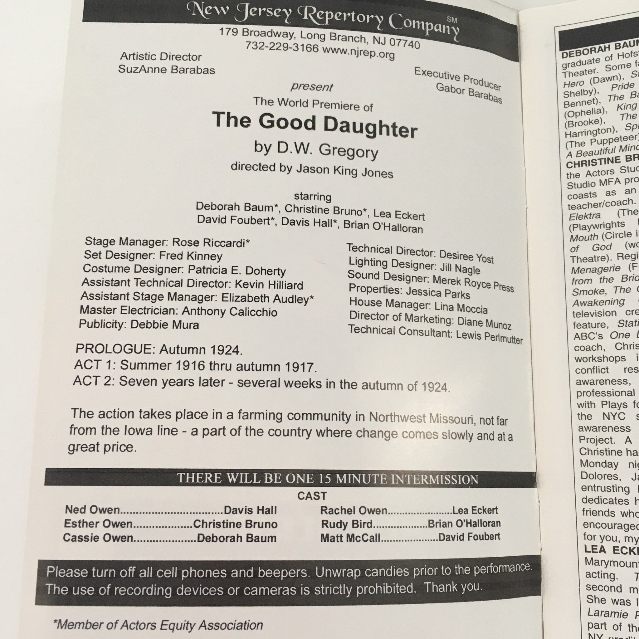 2003 New Jersey Repertory Company ‘The Good Daughter’ by D.W. Gregory