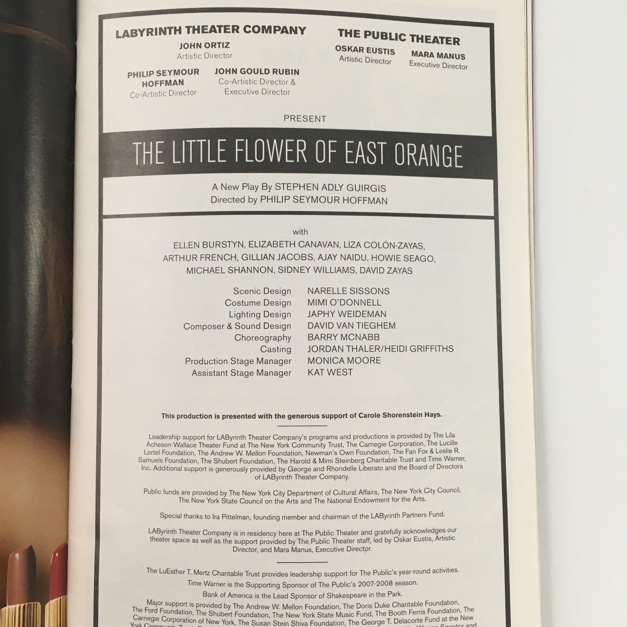 2008 Playbill Public Theater ‘The Little Flower Of East Orange’ Stephen Guirgis