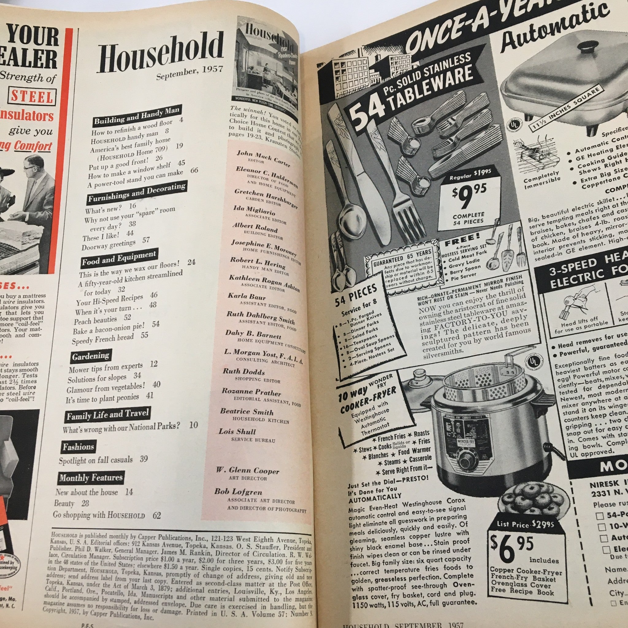 VTG Household Magazine September 1957 Your Hi-Speed Recipe & Peach Beauties