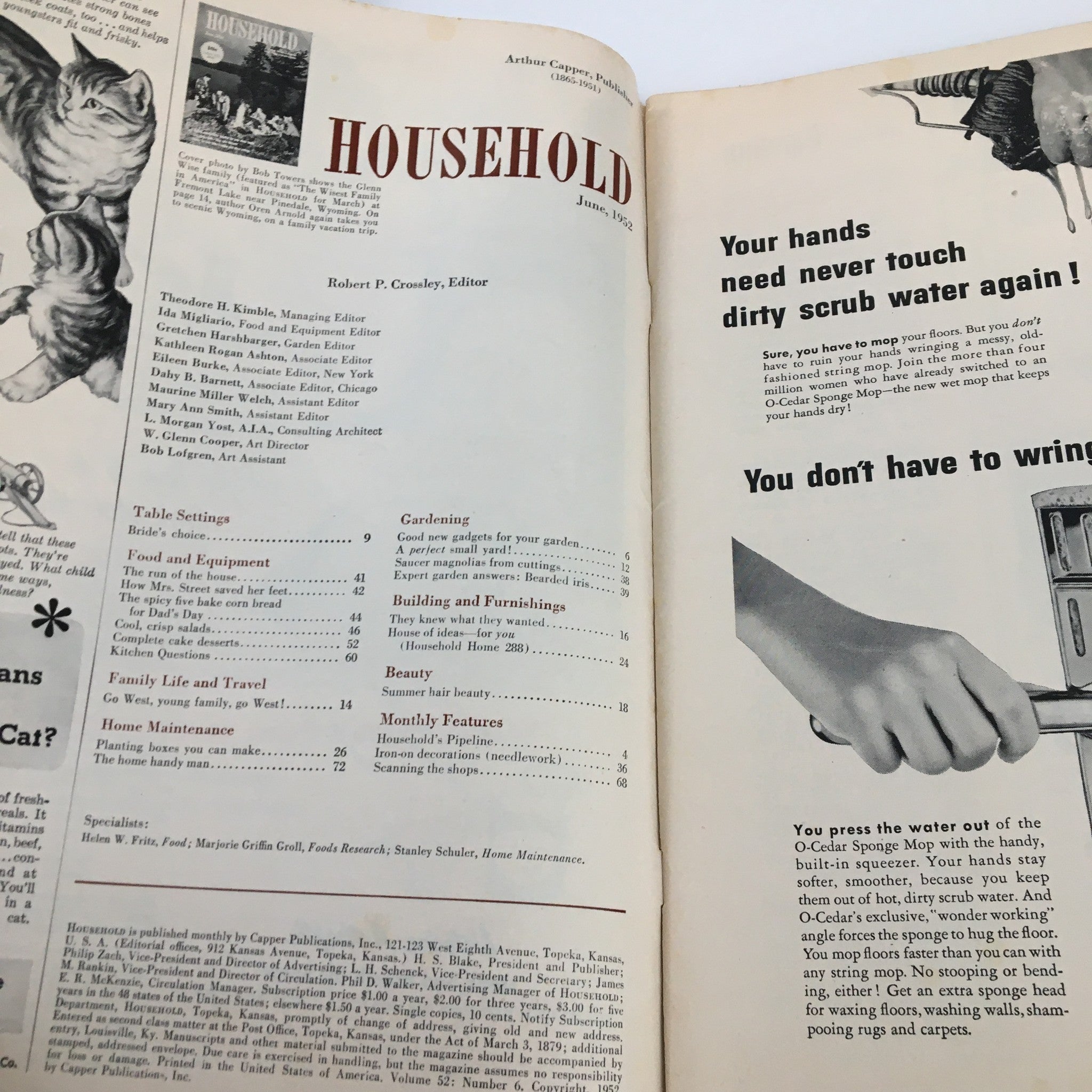 VTG Household Magazine June 1952 Household's Pipeline & Iron-on Decorations