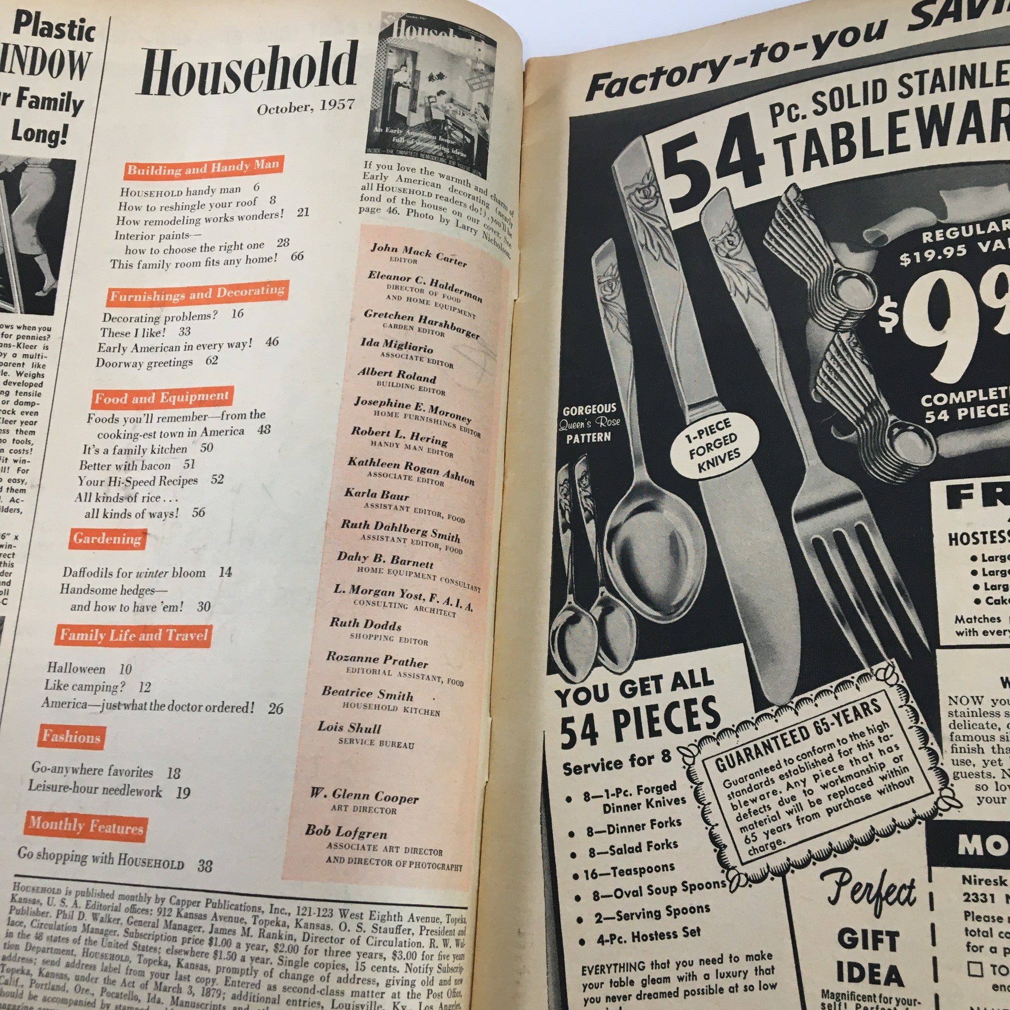 VTG Household Magazine October 1957 Foods You'll Remember From Town in America