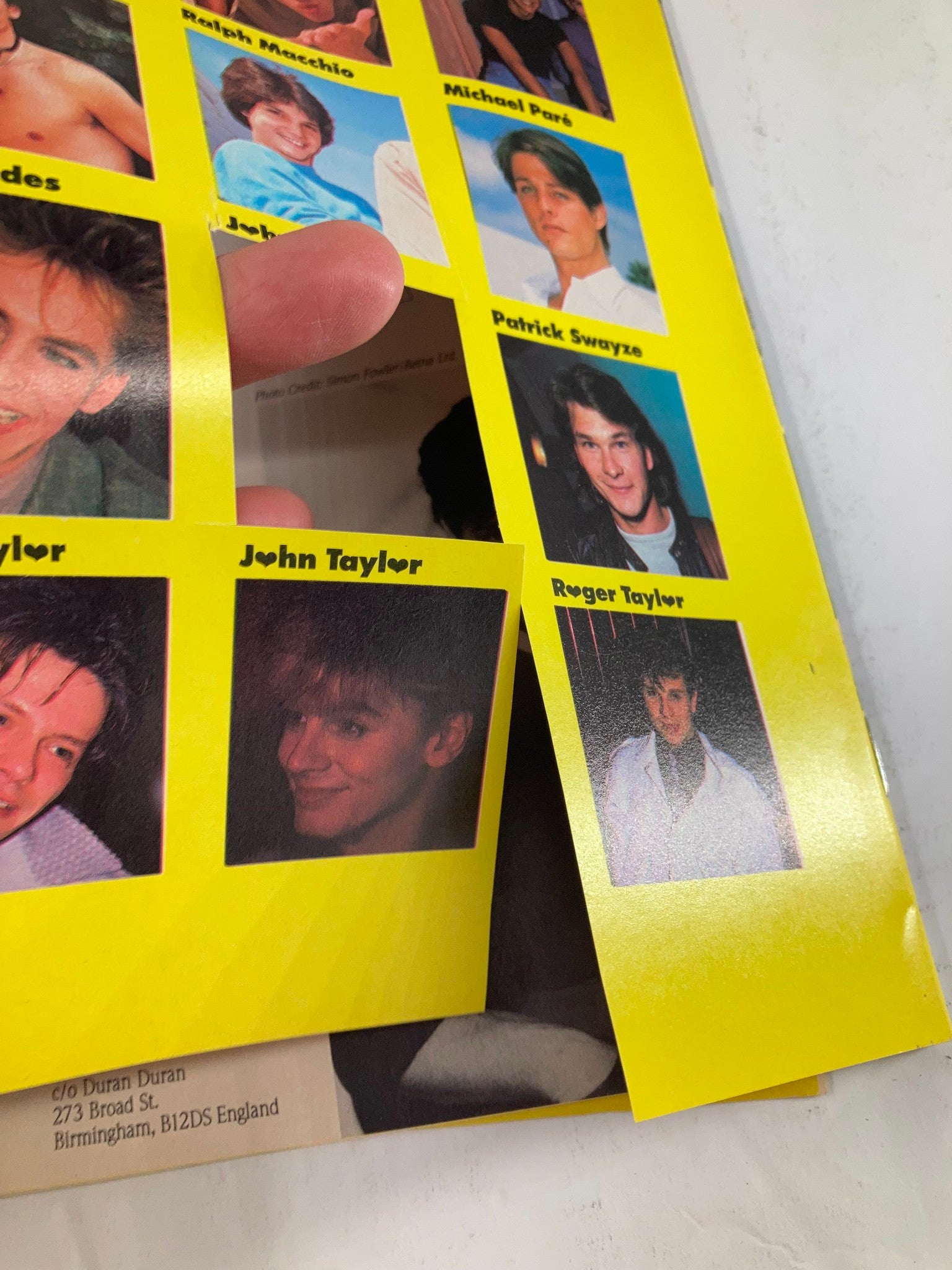 VTG Heart Throbs Magazine Autumn 1985 showcasing a collage of popular male figures from the era, celebrating iconic heartthrobs of the 1980s music scene.