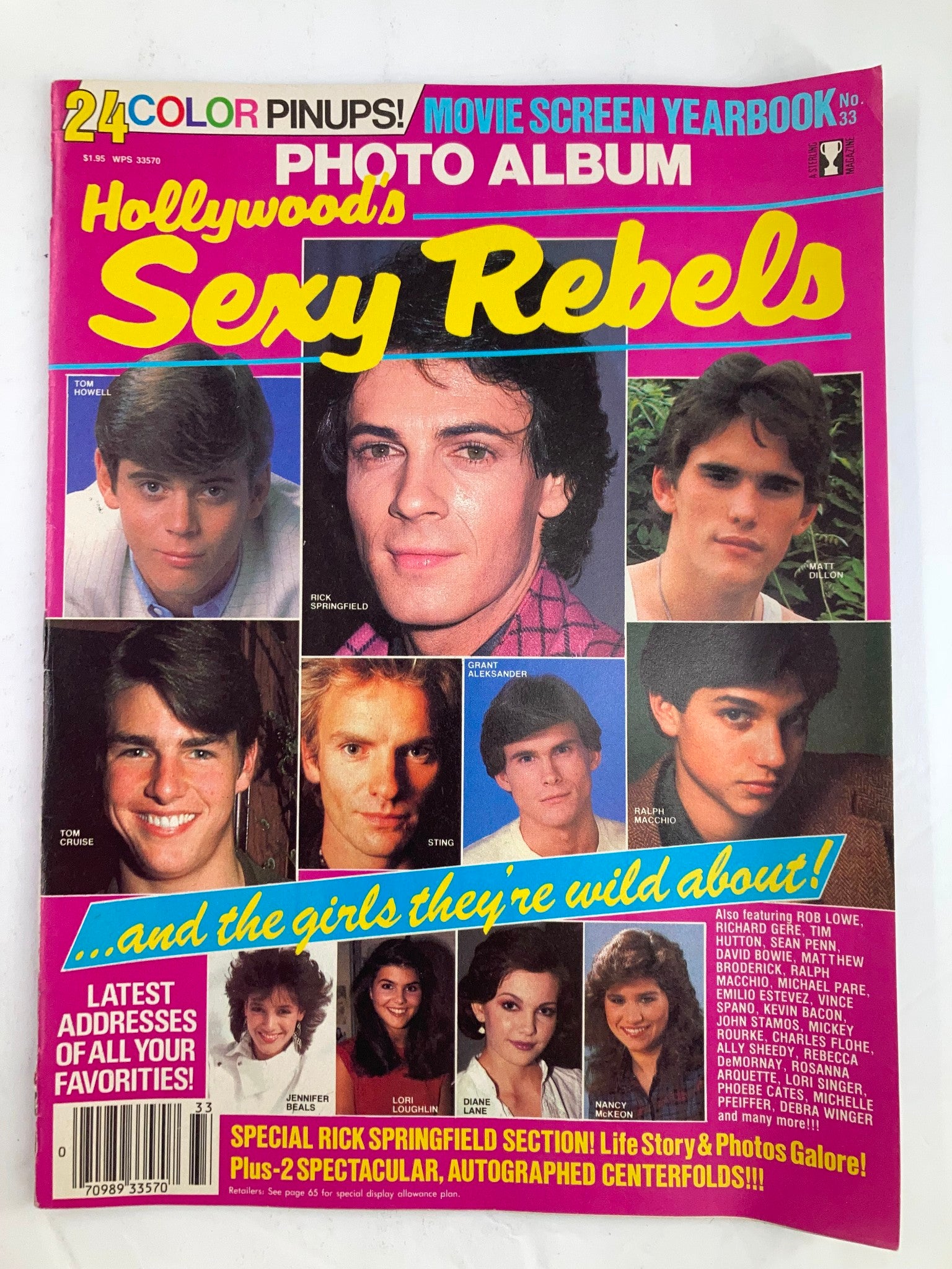 VTG Hollywood's Sexy Rebels 1984 #33 Tom Howell, Rick Springfield No Label