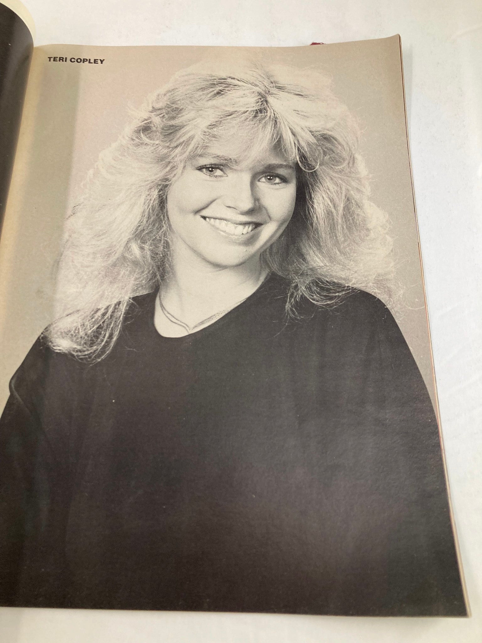 VTG TV Superstar Photo Album April 1984 Vol 31 #1 features a cheerful portrait of a woman with curly hair, embodying the iconic hairstyles of the 1980s.