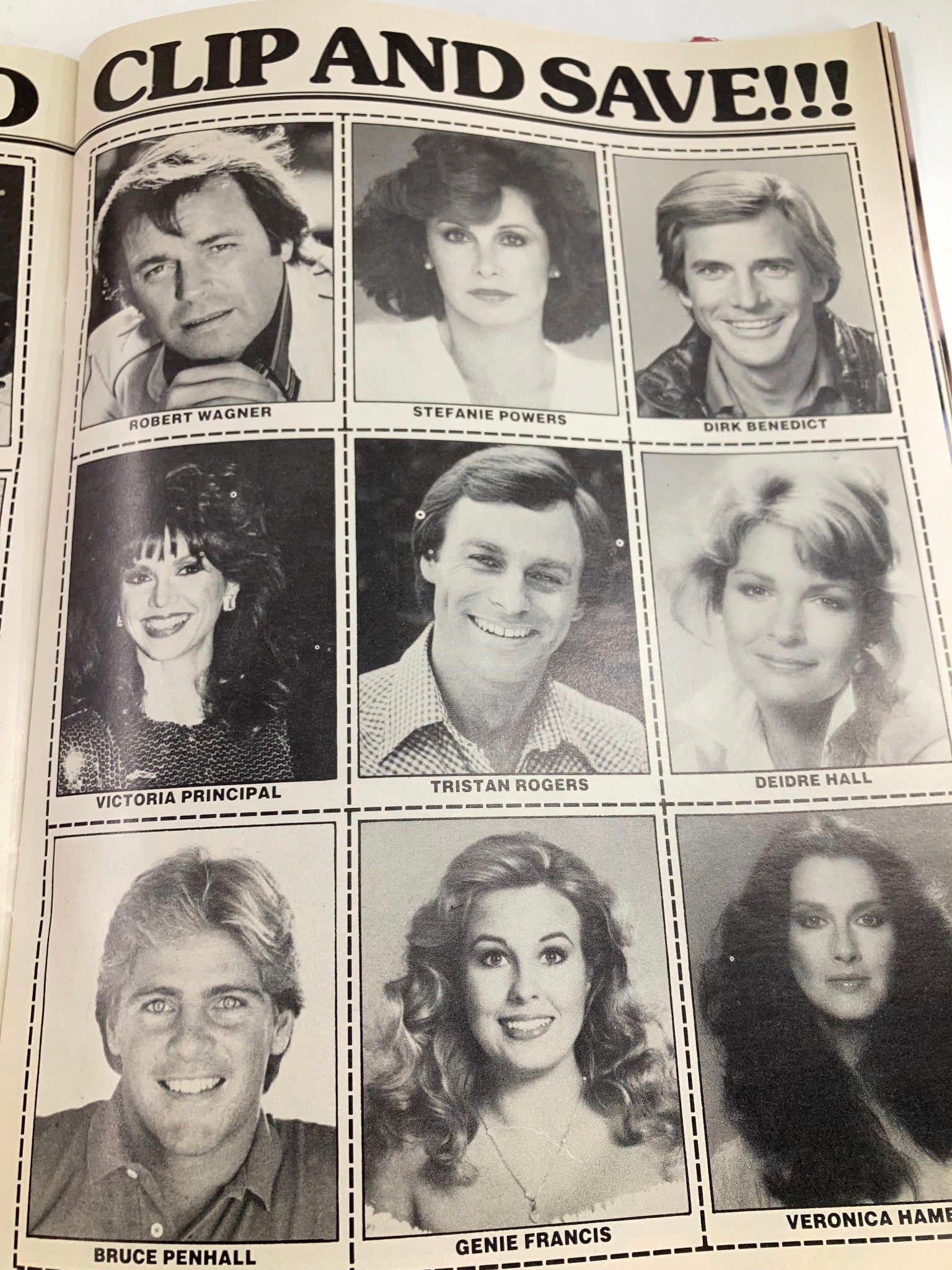 VTG TV Superstar Photo Album April 1984 Vol 31 #1 displaying notable personalities such as Robert Wagner, Stefanie Powers, and Dirk Benedict, capturing the allure and nostalgia of 1980s television.