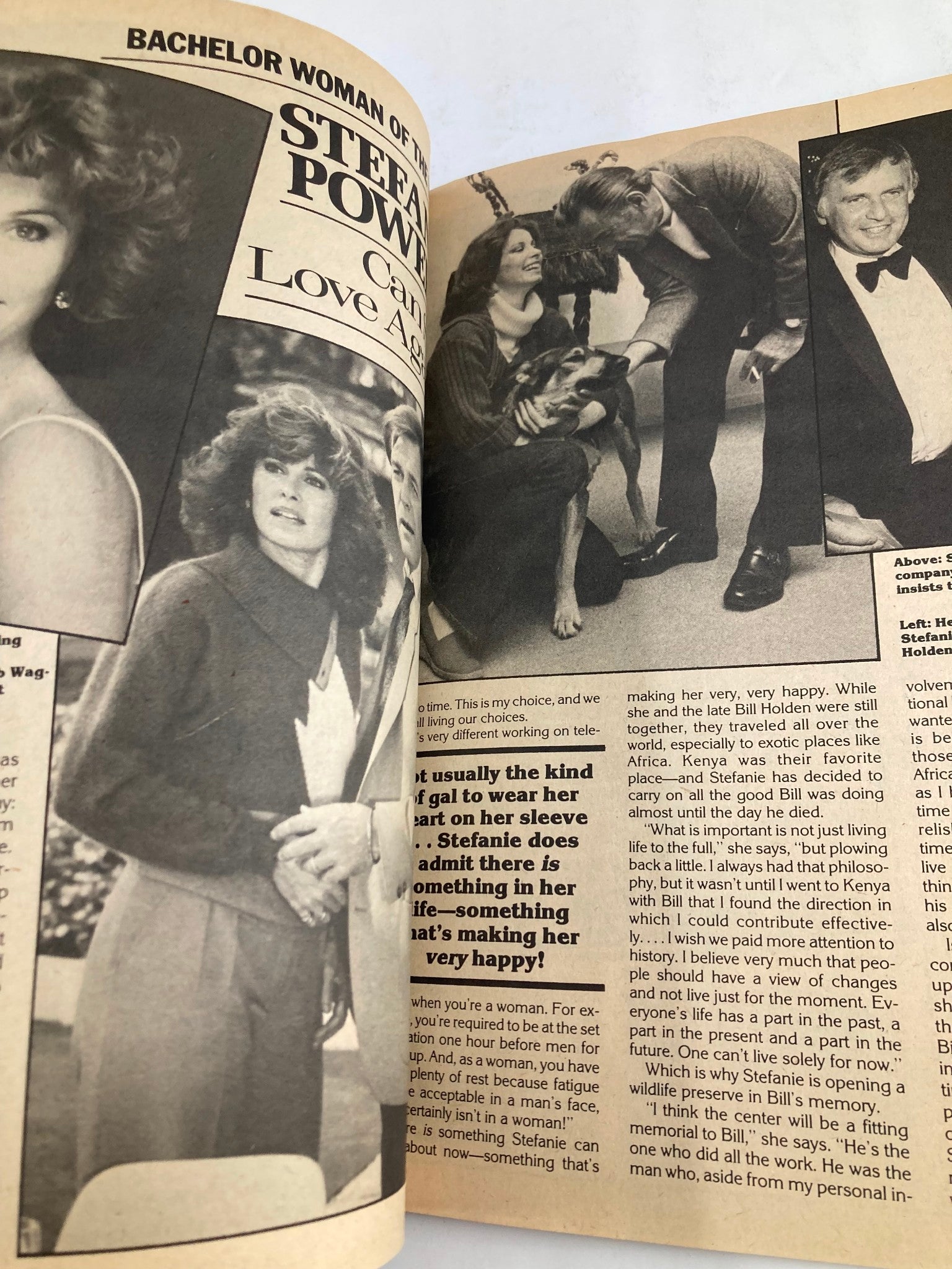 An interior shot from VTG Modern Screen Yearbook No. 23 1983 showcasing a feature on Stefanie Powers, including snapshots and discussions about her life and career.