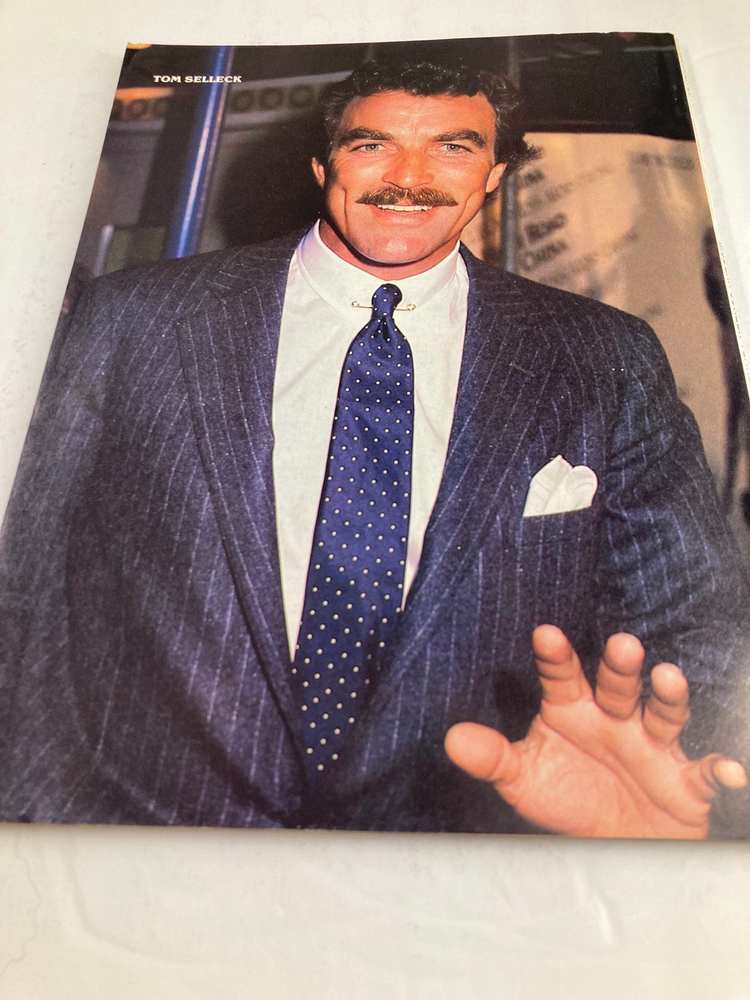 Vintage Modern Screen Yearbook No. 23 1983 featuring actor Tom Selleck in a sharp suit with a polka dot tie, capturing the essence of male celebrity style in the early 1980s.