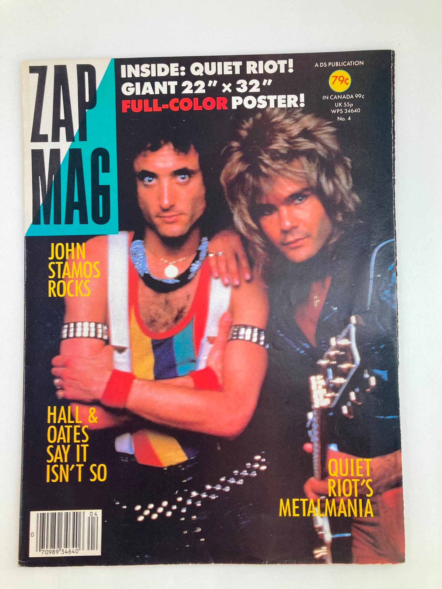 VTG Zap Magazine No. 4 John Stamos, Hall & Oates, Quiet Riot No Label