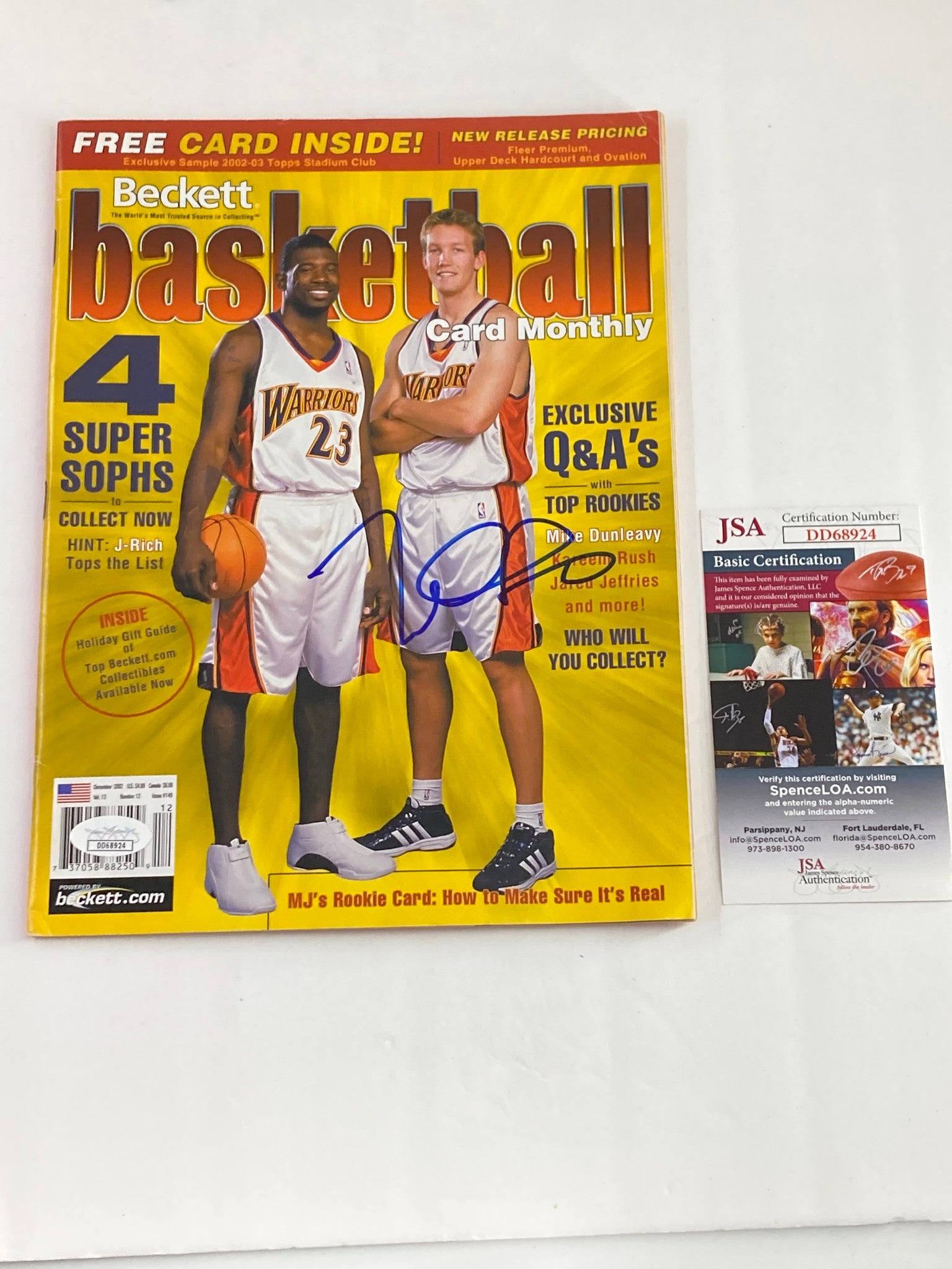 Mike Dunleavy Beckett Basketball #149 December 2002 JSA Certified Autographed