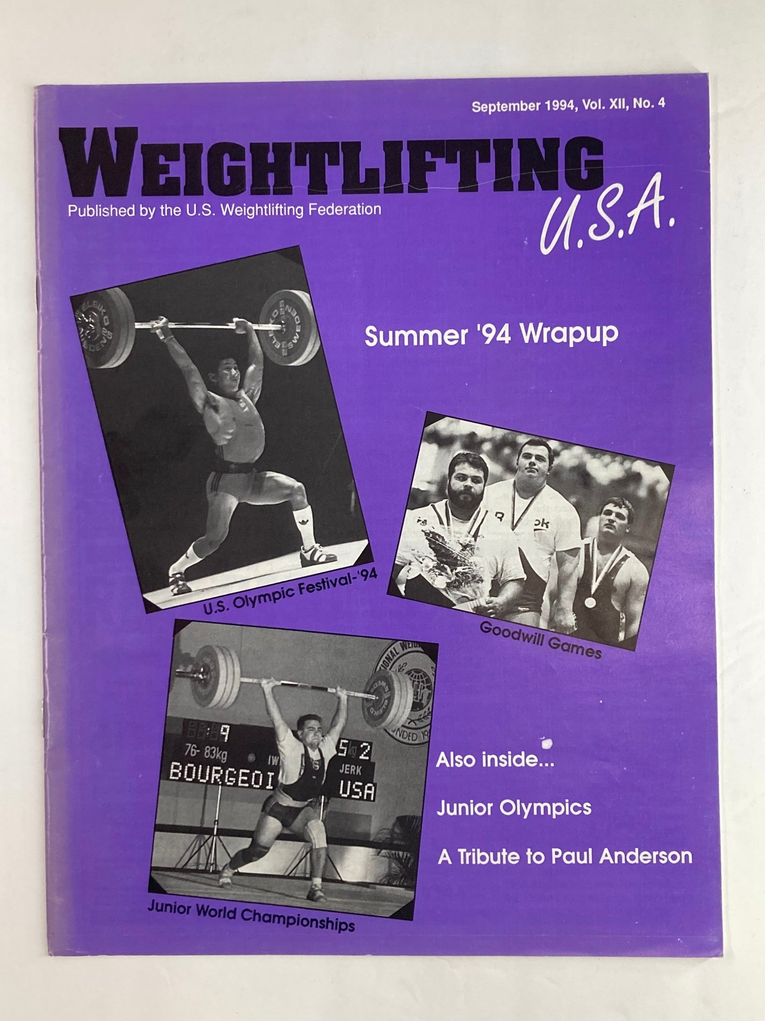 Weightlifting USA Magazine Vol 12 #4 September 1994 A Tribute to Paul Anderson