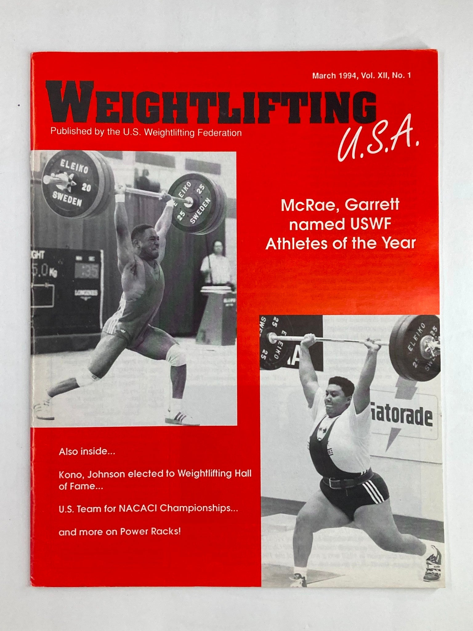 Weightlifting USA Magazine Vol 12 #1 March 1994 McRae & Garrett Athlete of Year