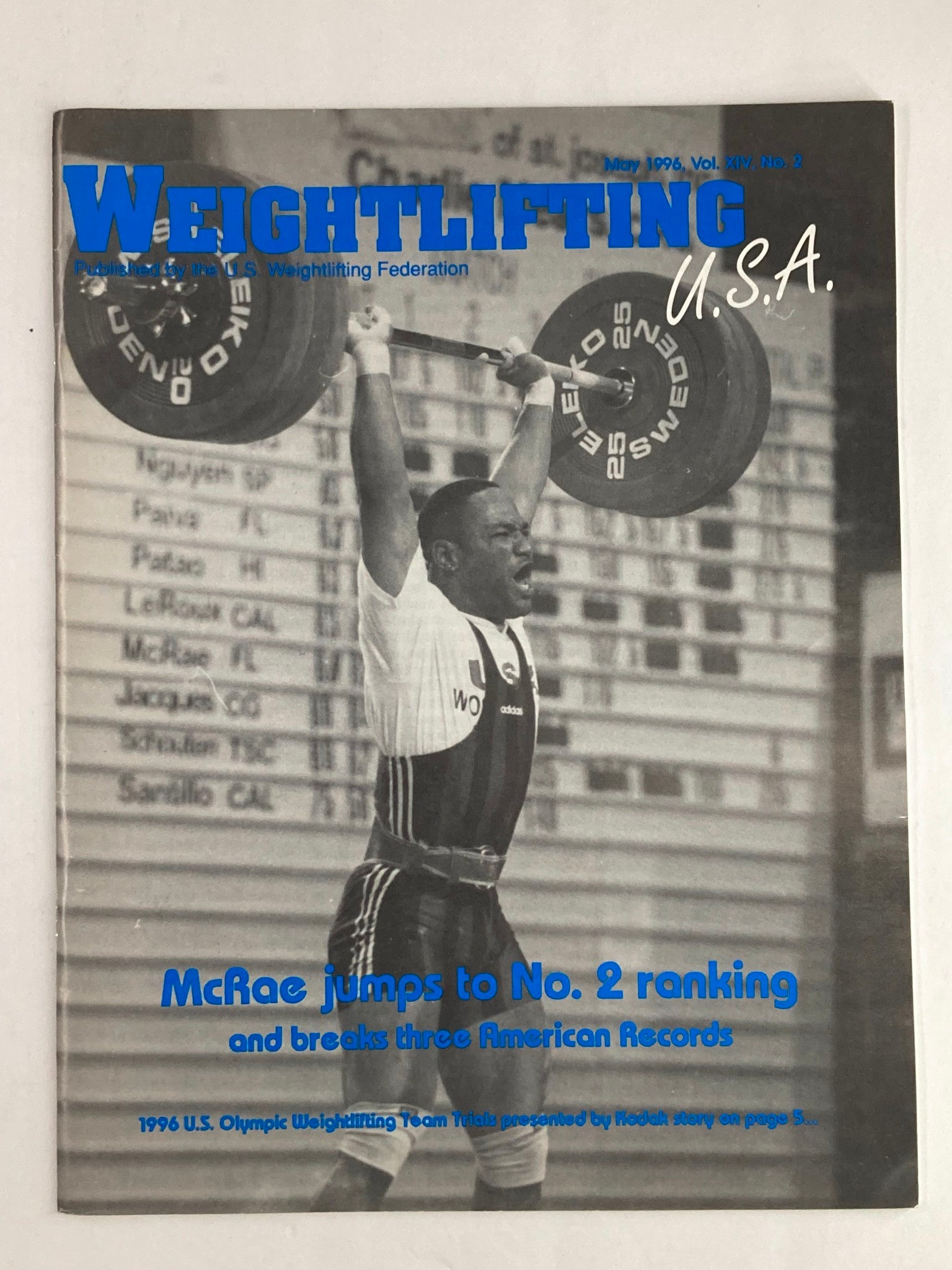 Weightlifting USA Magazine Vol 14 #2 May 1996 McRae Jumps to No. 2 Ranking