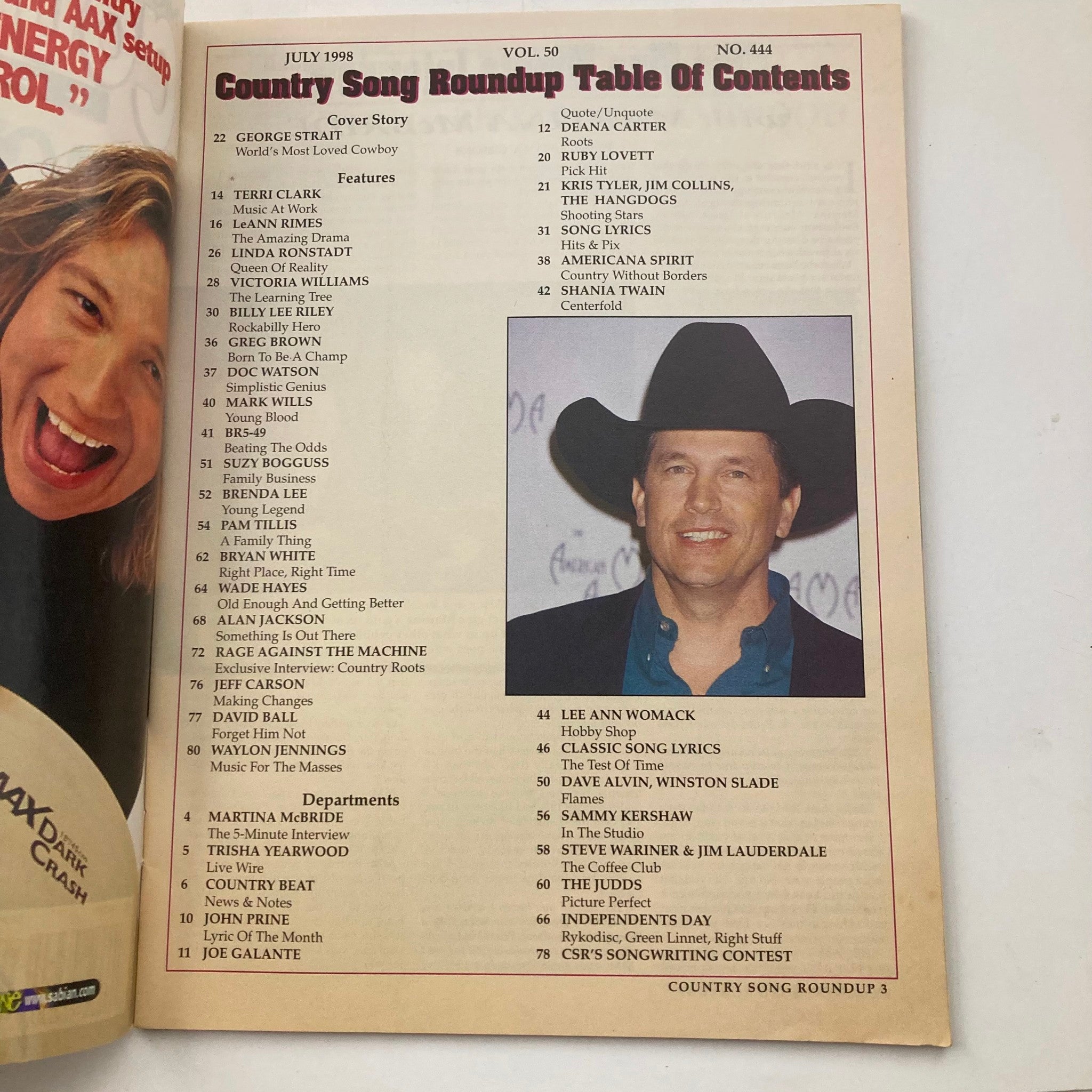 Country Song Roundup Magazine July 1998 Vol 50 No. 444 George Strait No Label