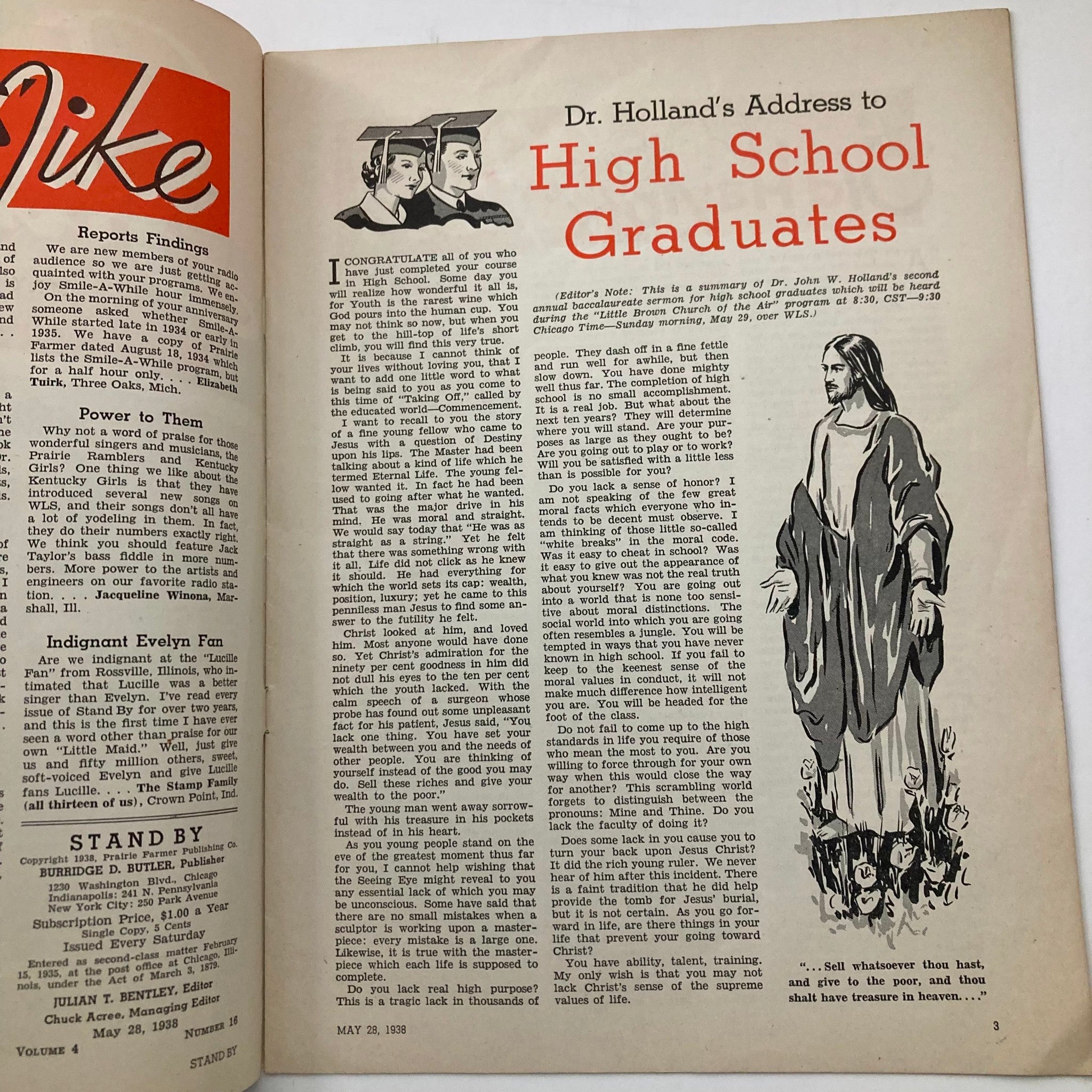 VTG Stand By Magazine May 28 1938 Leo Boulette Dr. Holland Baccalaureate Address