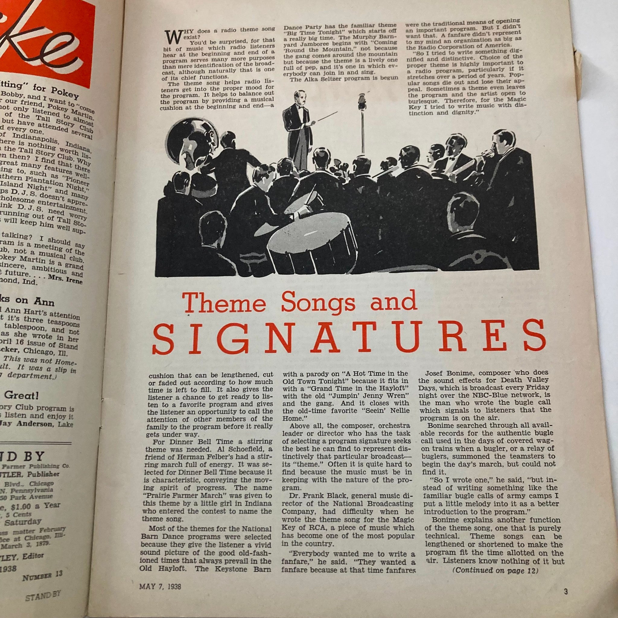 VTG Stand By Magazine May 7 1938 Everett Mitchell & Theme Songs and Signatures