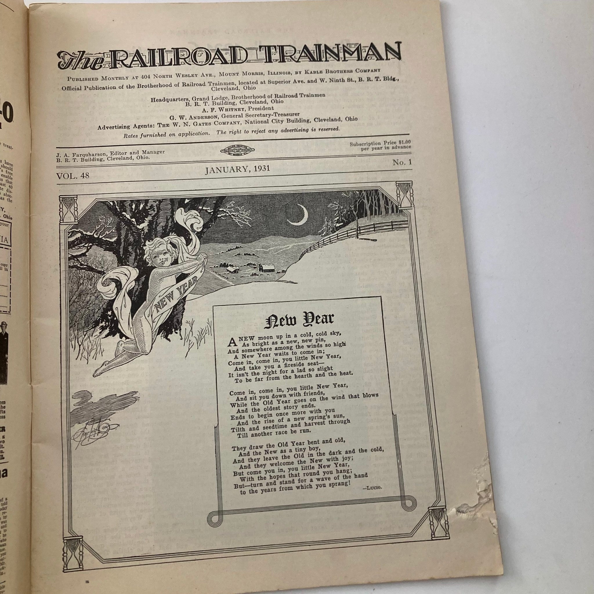 VTG The Railroad Trainman Magazine January 1931 Vol 48 No. 1 New Year by Lucio