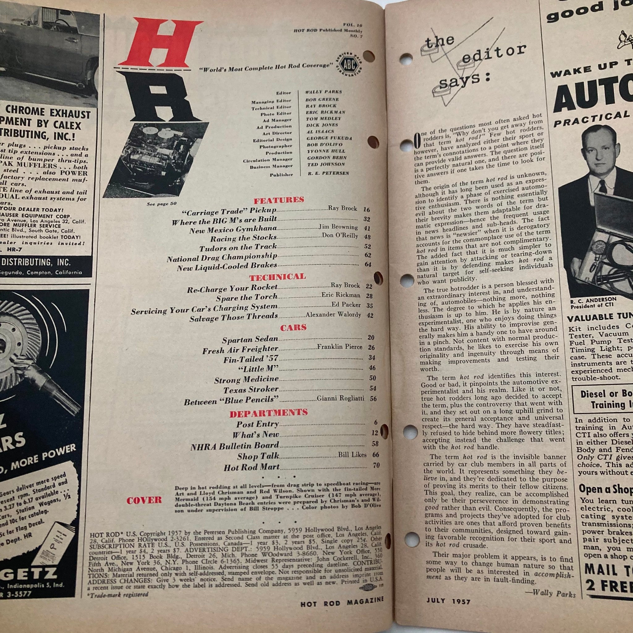 VTG Hot Rod Magazine July 1957 Vol 10 No. 7 Engine Chev V8 in '34 Ford