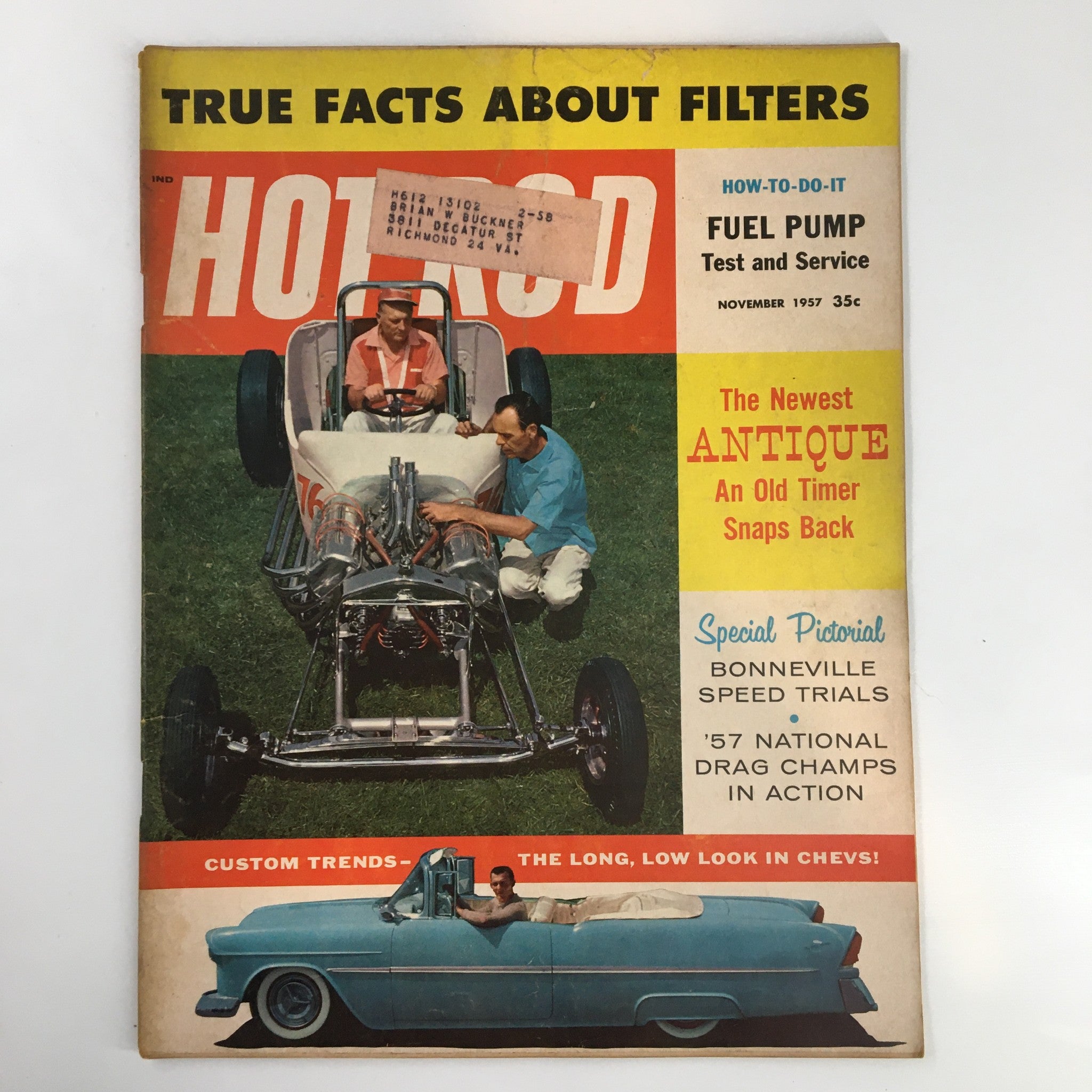 Hot Rod Magazine November 1957 The Newest Antique An Old Timer Snaps Back