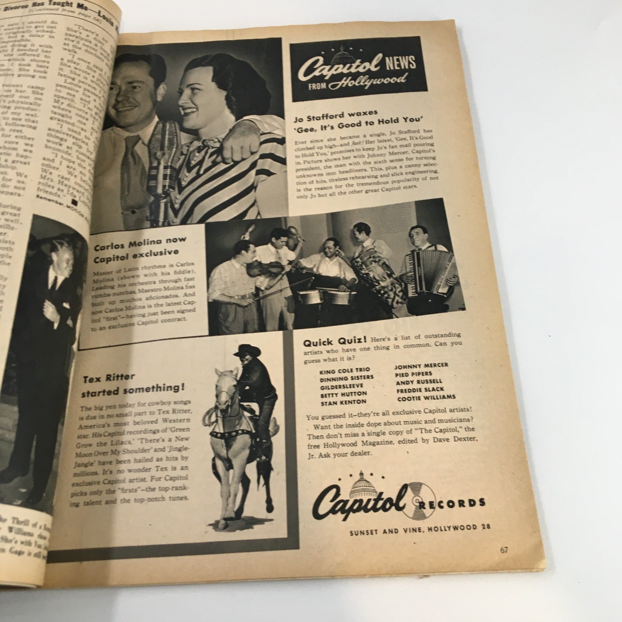 VTG Motion Picture Magazine October 1945 Joan Leslie A Close-Up No Label