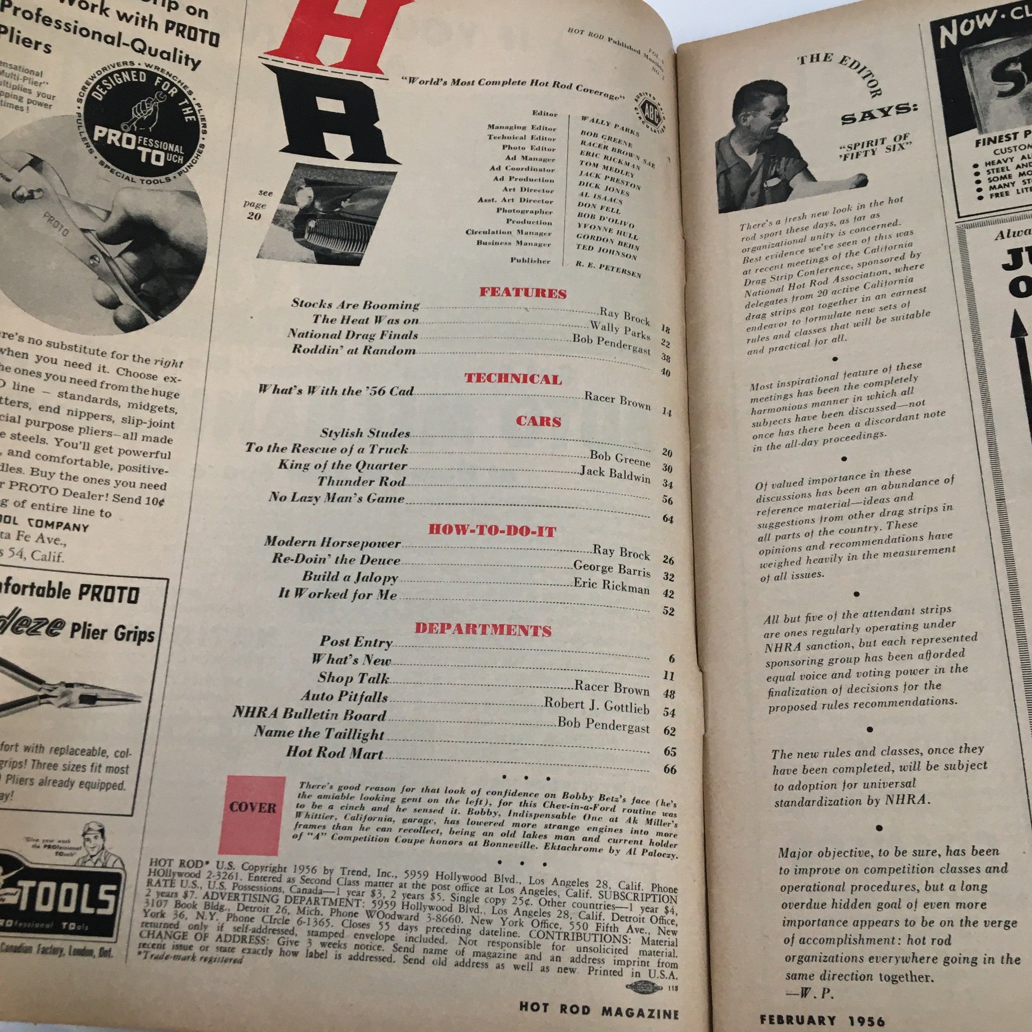 VTG Hot Rod Magazine February 1956 Stocks Are Booming & The Heat Was On No Label