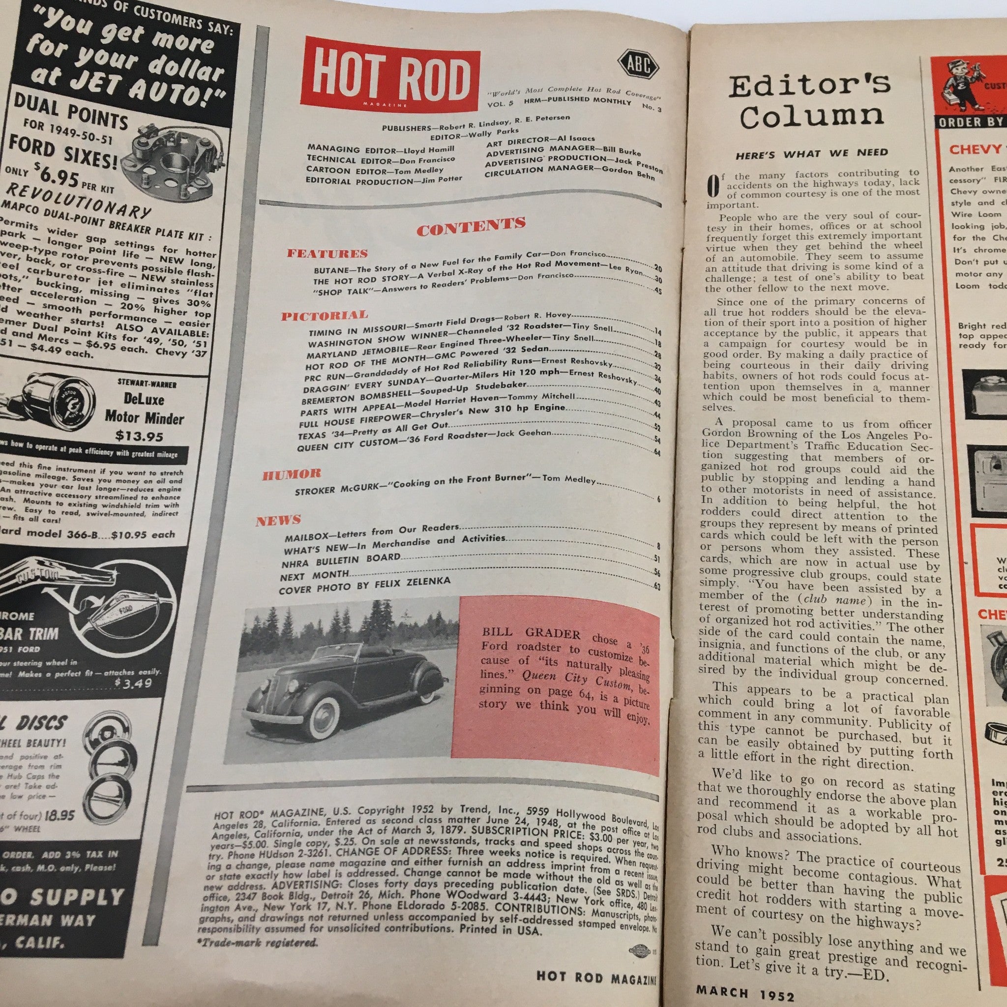 VTG Hot Rod Magazine March 1952 HRM Technical Director Don Francisco No Label