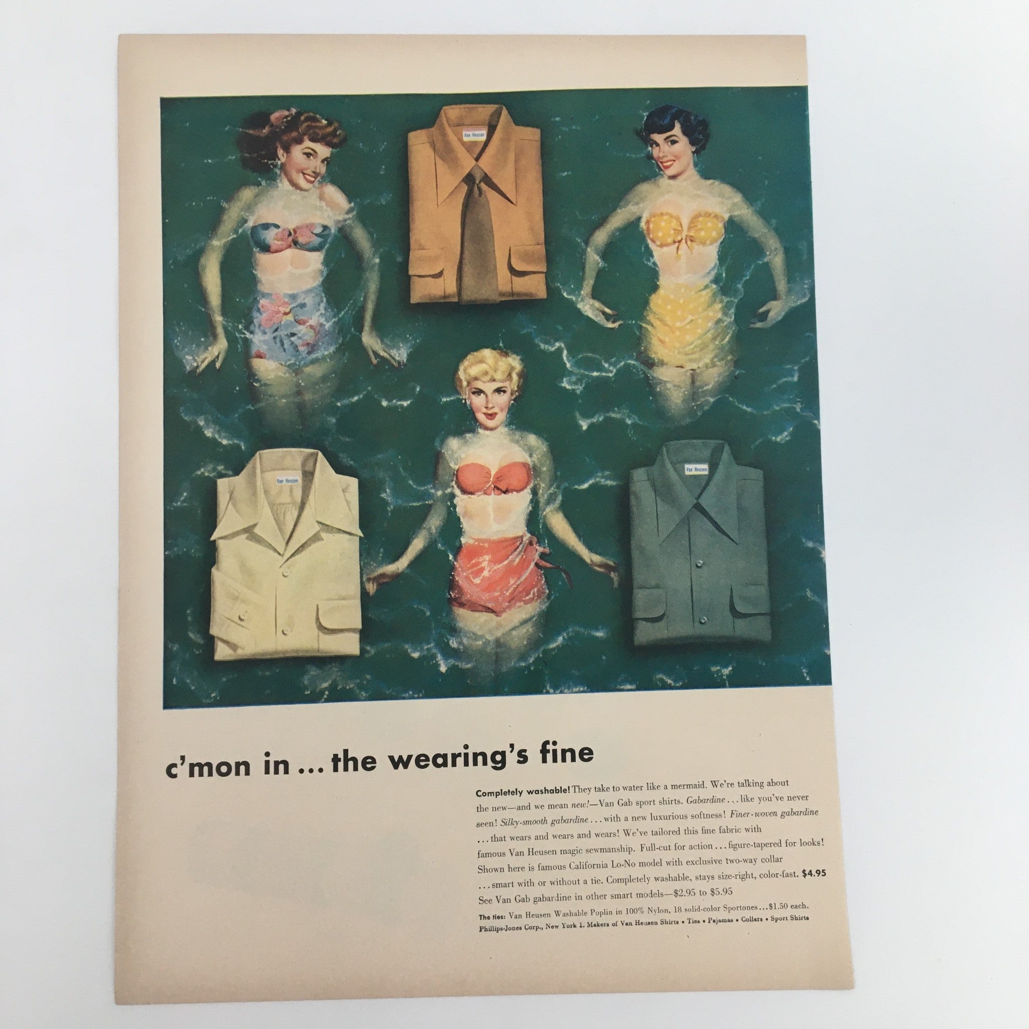 1950 Van Gab Silky-Smooth Gabardine Sport Shirts Print Ad