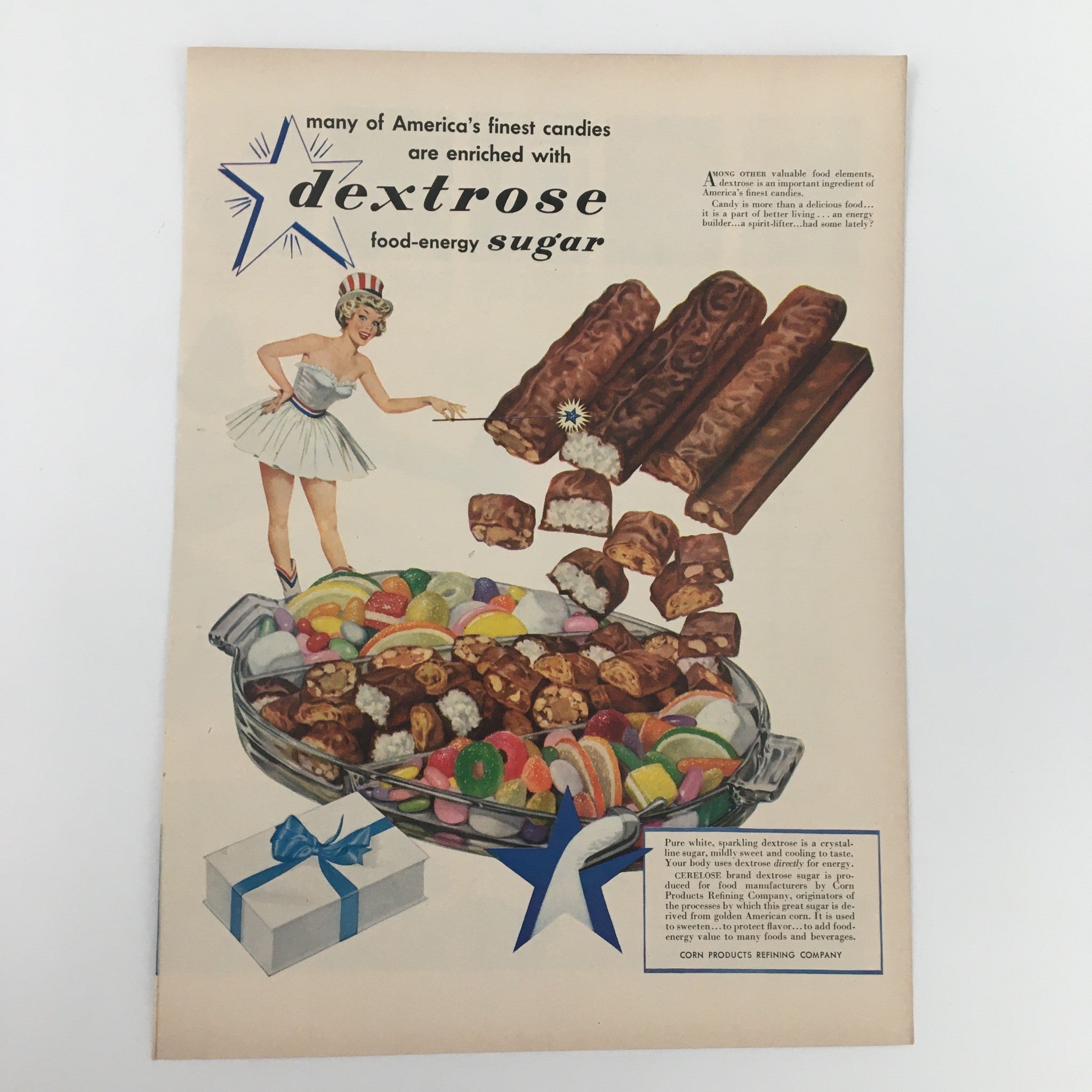 1950 Dextrose Food-Energy Sugar America’s Finest Candies Print Ad