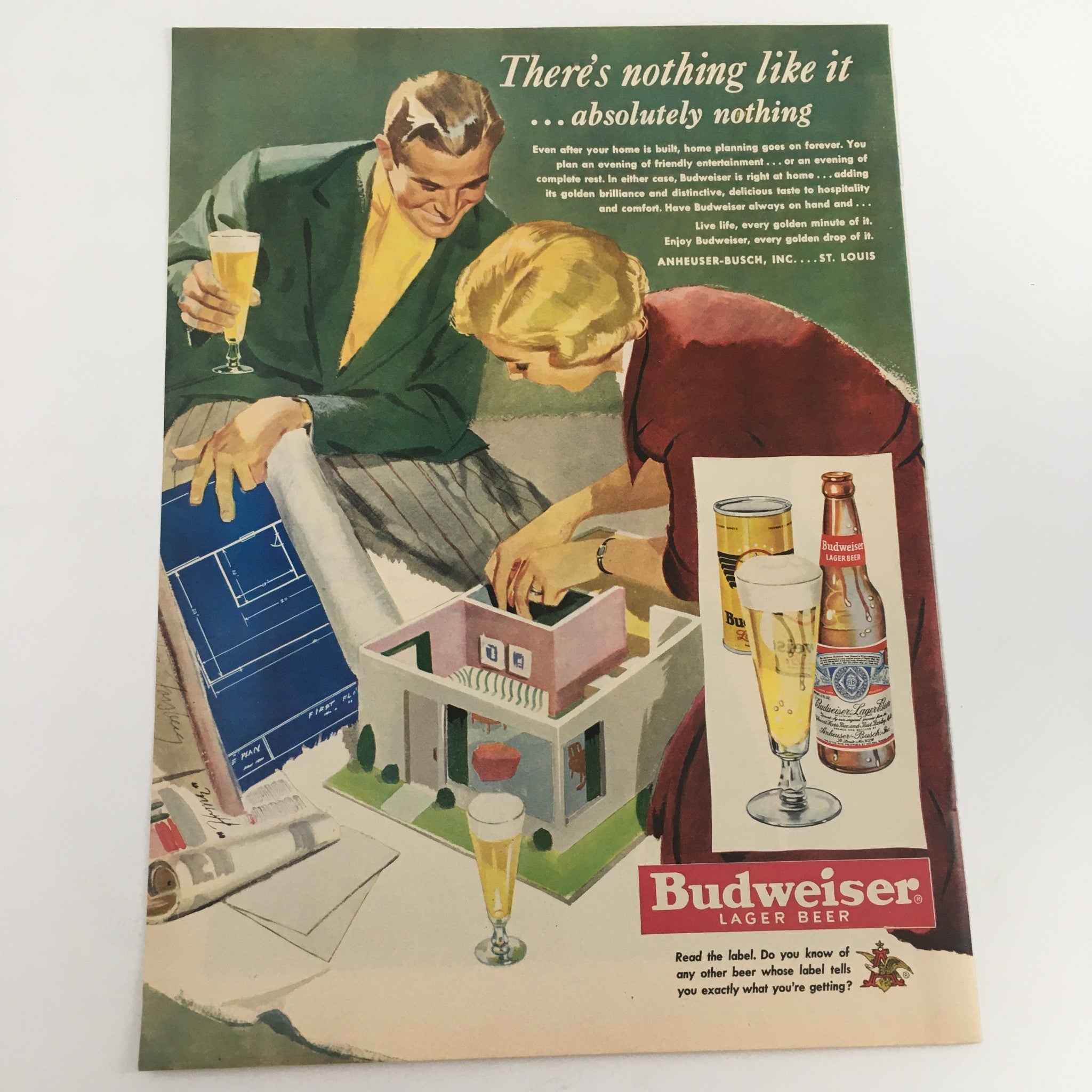 1950 Budweiser Lager Beer Anheuser-Busch Inc. Vintage Print Ad