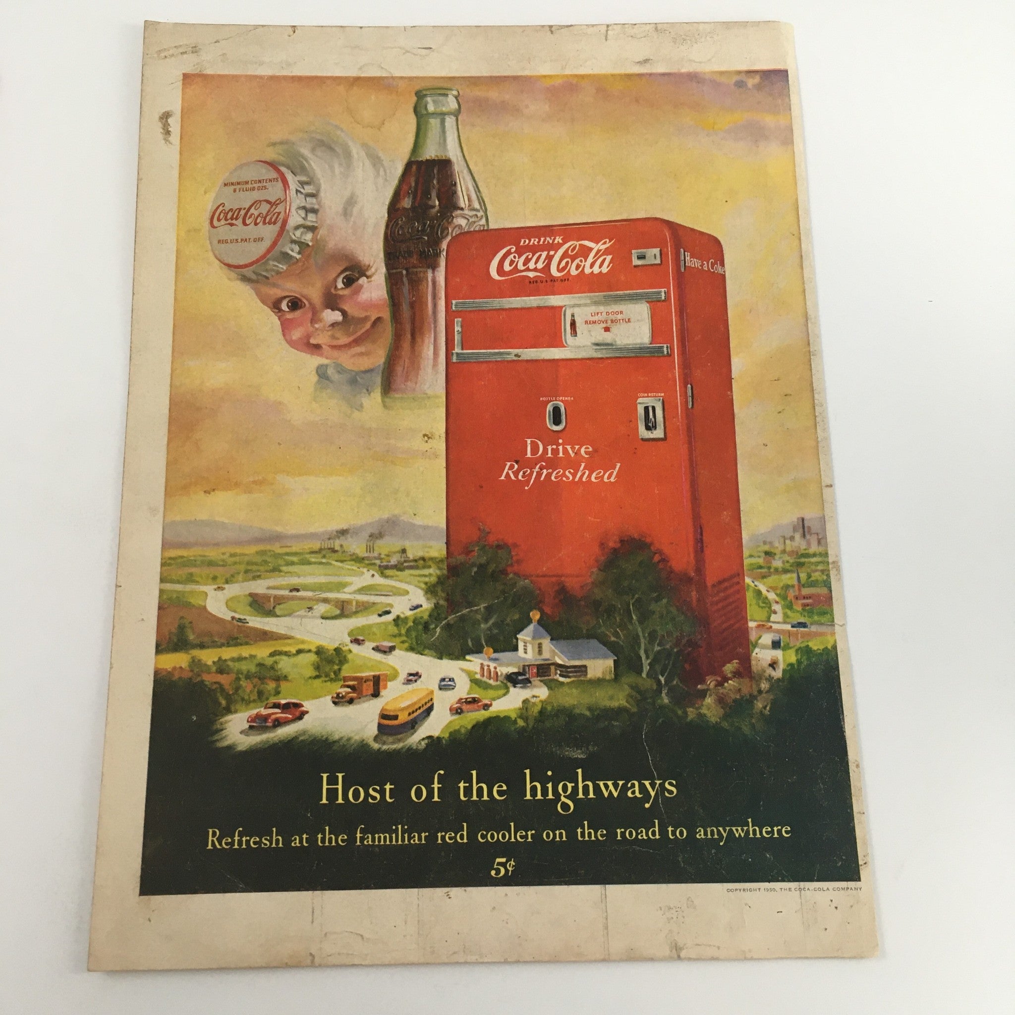 1950 Coca-Cola Host of the Highways Refresh Red Cooler Vintage Print Ad