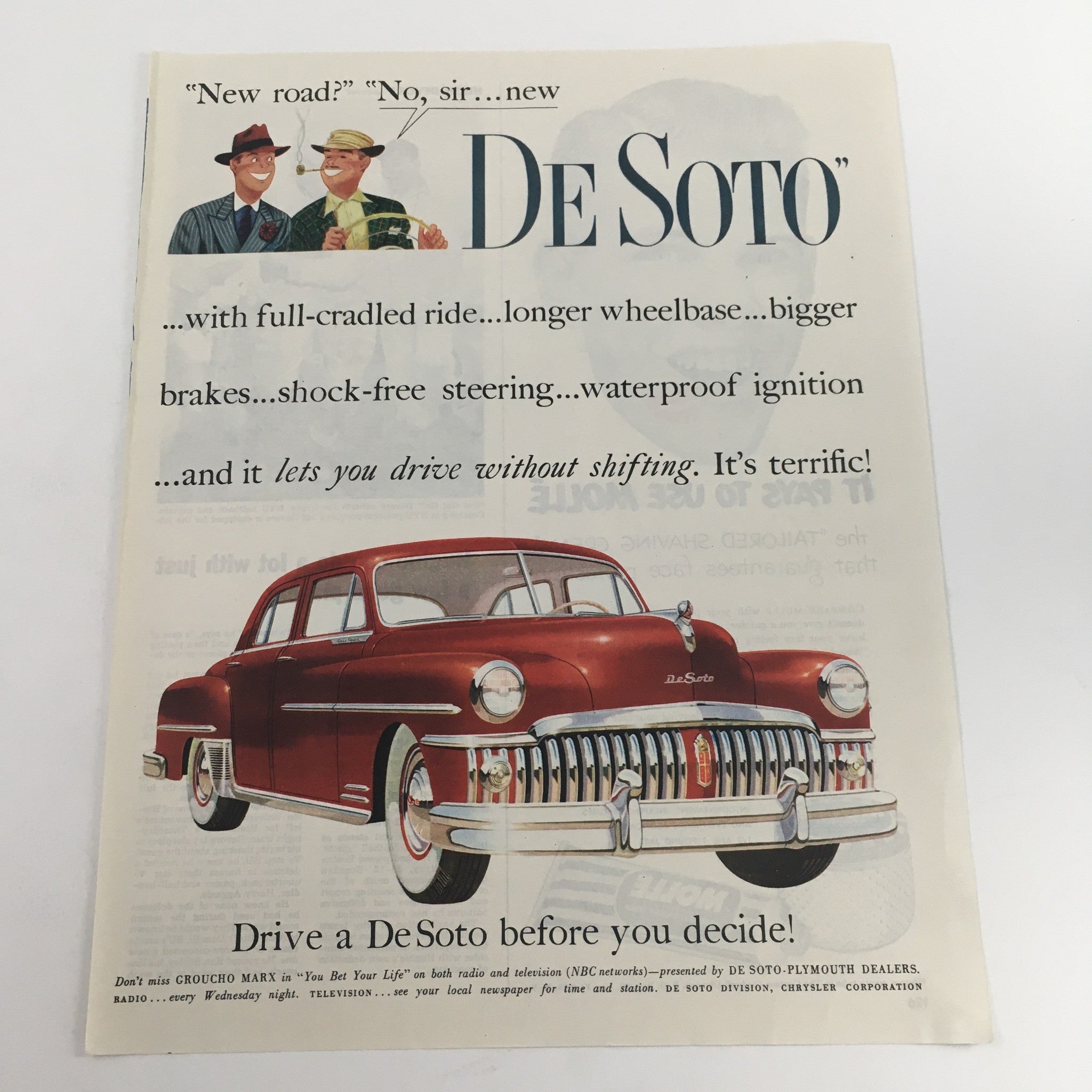 1950 DeSoto Custom Four-Door Sedan Chrysler Corporation Vintage Print Ad