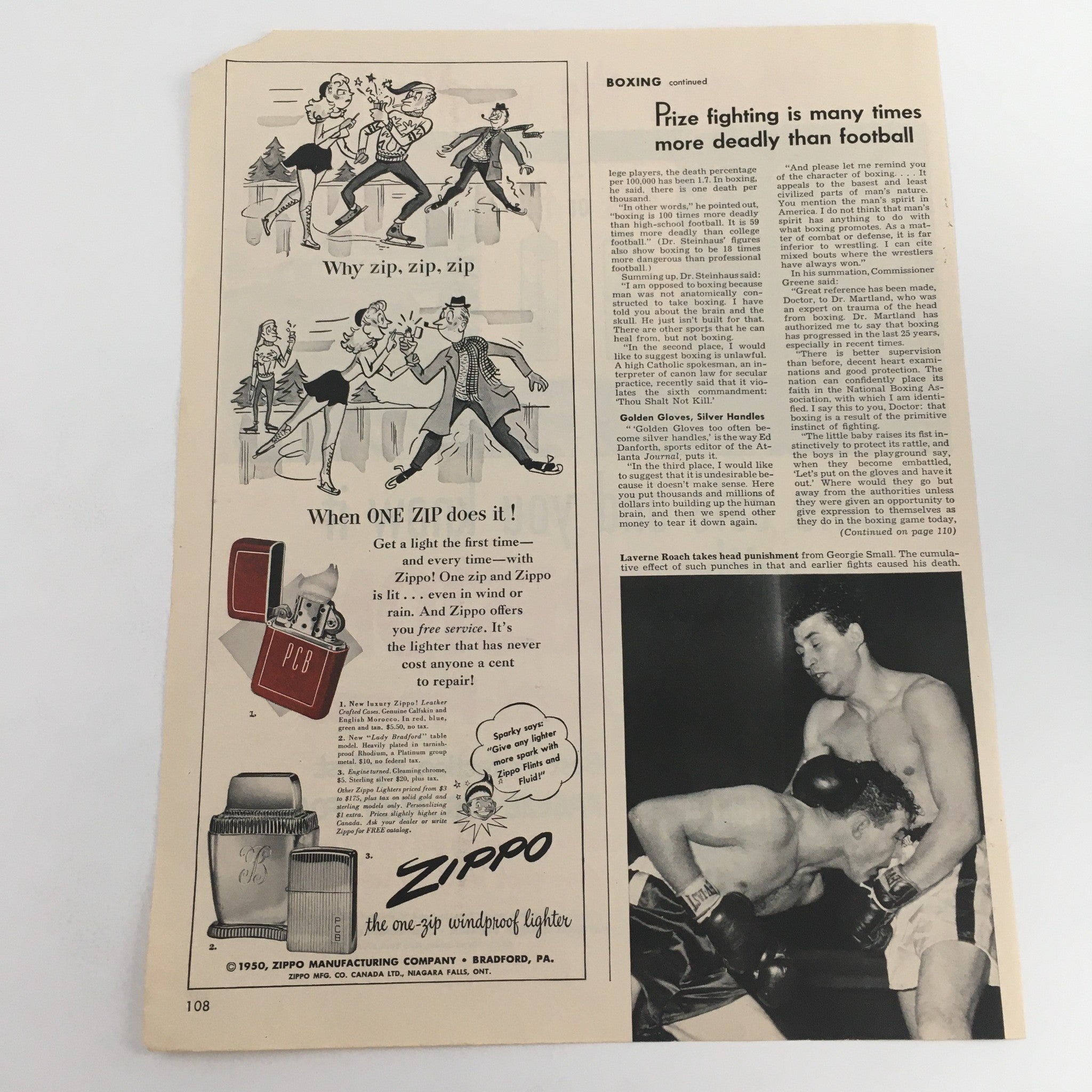 1950 Zippo The One-Zip Windproof Lighter Vintage Print Ad