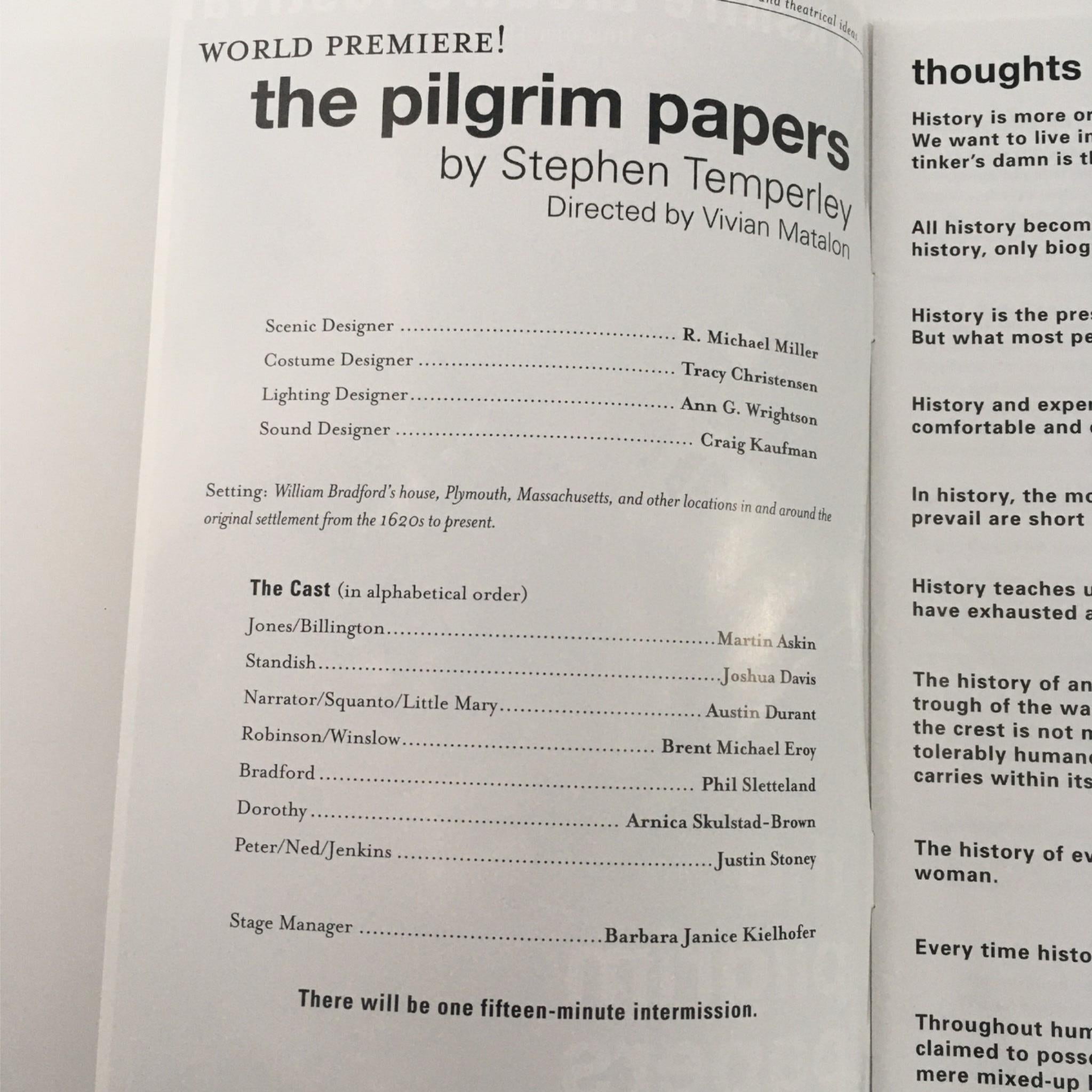 2006 The Pilgrim Papers at Berkshire Theatre Festival by Stephen Temperley