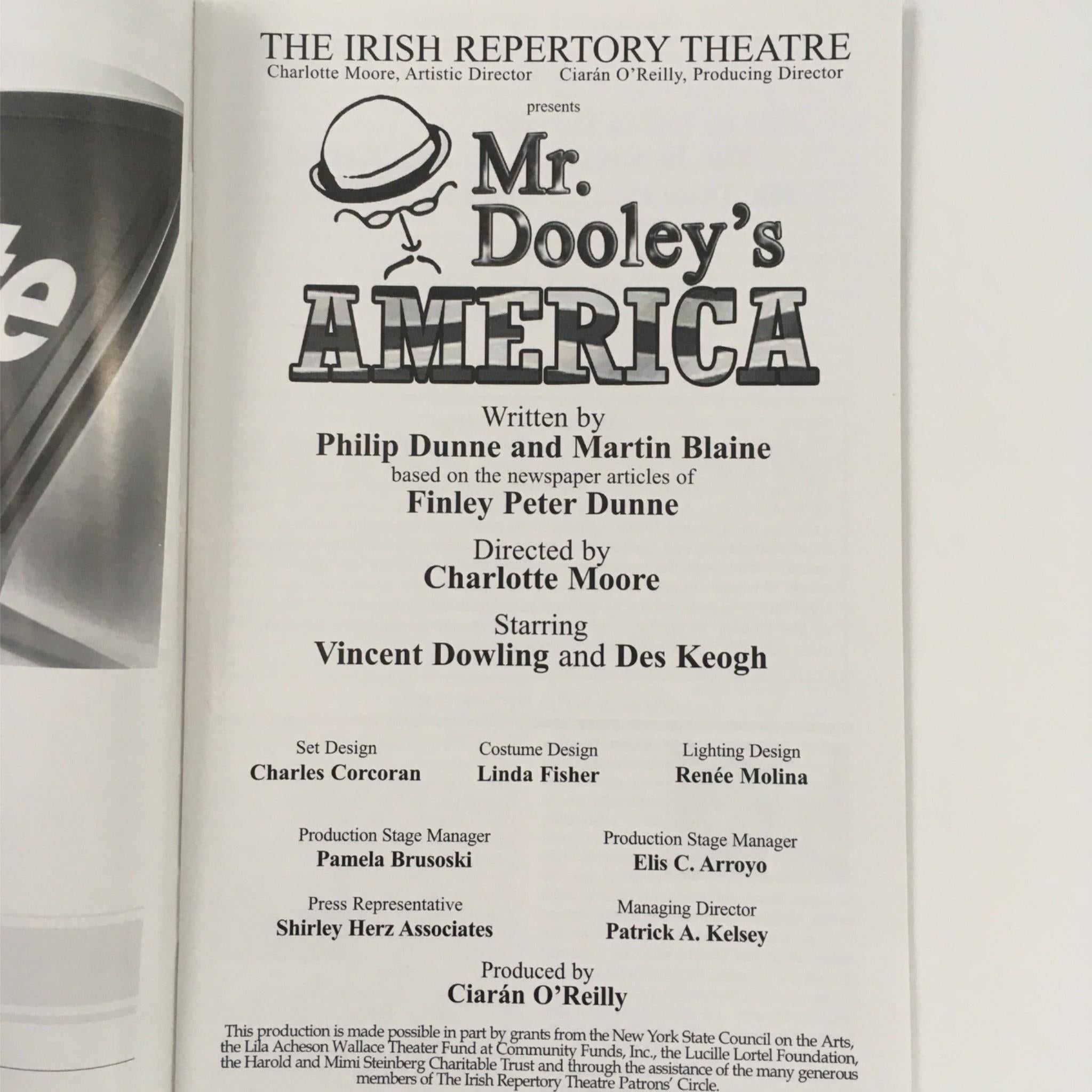 2006 Mr. Dooley's America at The Irish Repertory Theatre by Philip Dunne