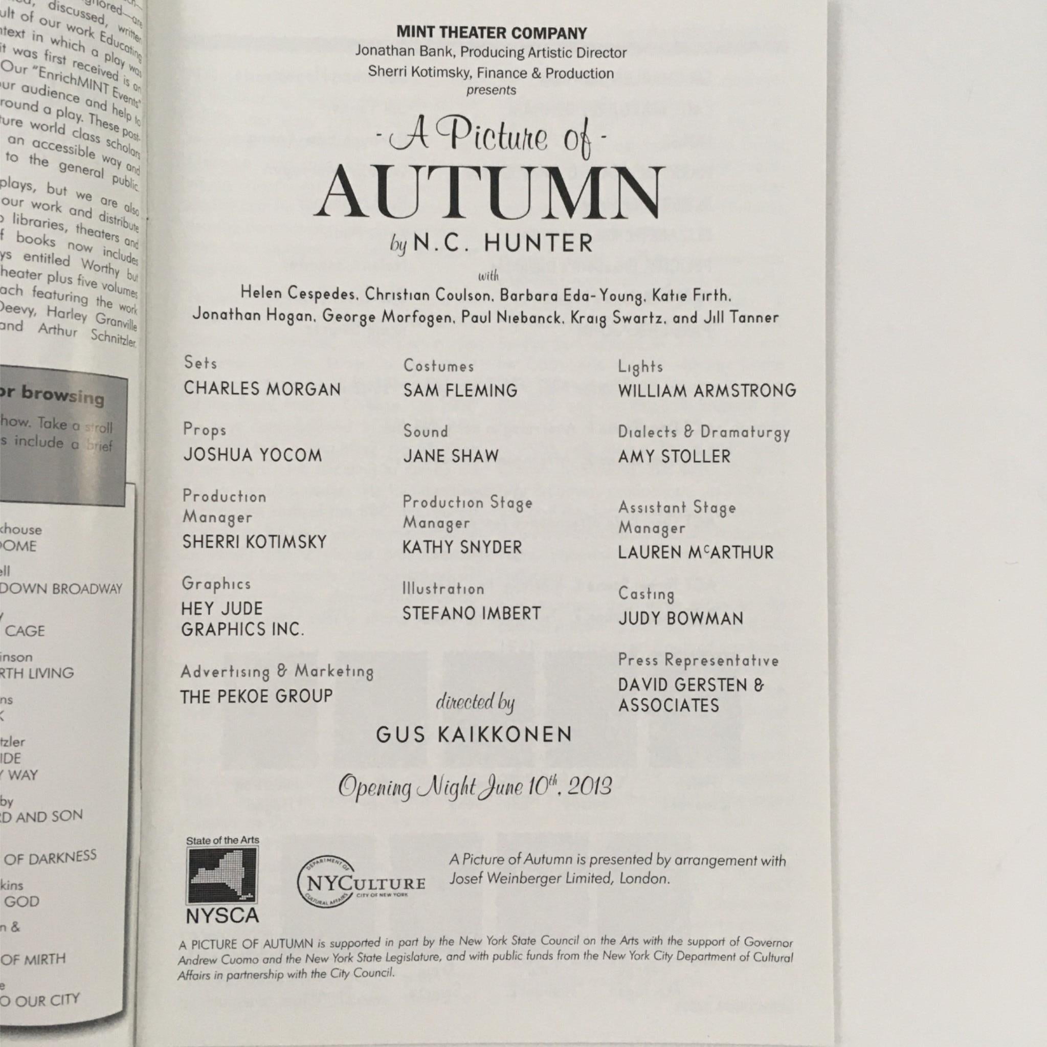 2013 A Picture of Autumn by N.C. Hunter, Gus Kaikkonen at Mint Theatre Company