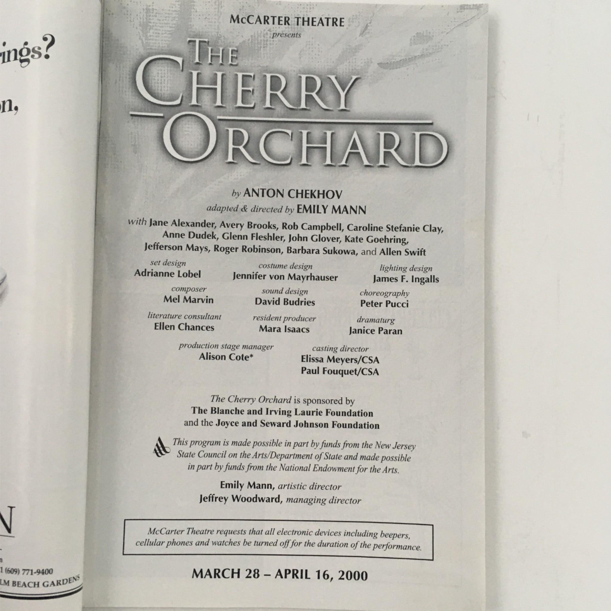 2000 The Cherry Orchard by Anton Chekhov, Emily Mann at McCarter Theatre