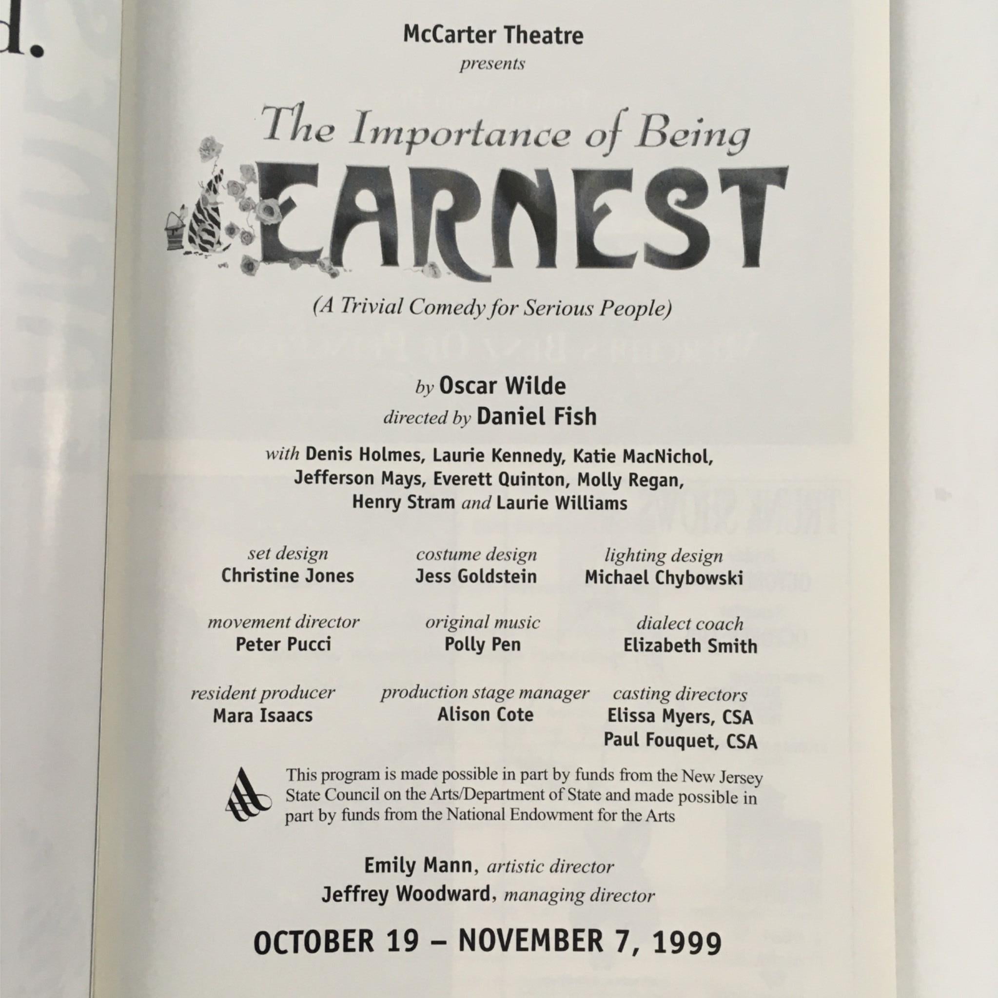 1999 The Importance of Being Earnest by Oscar Wilde at McCarter Theatre