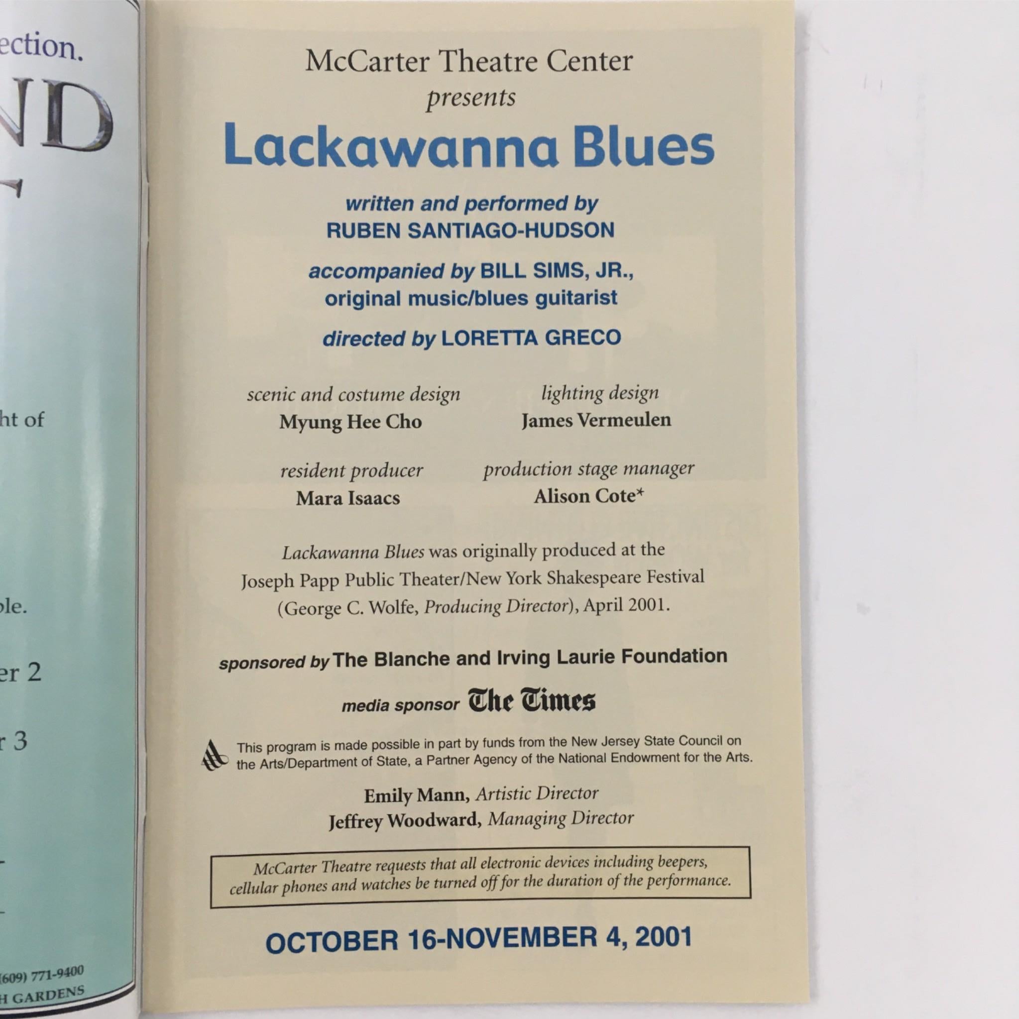 2001 Lackwanna Blues by Ruben Santiago-Hudson at McCarter Theatre Center