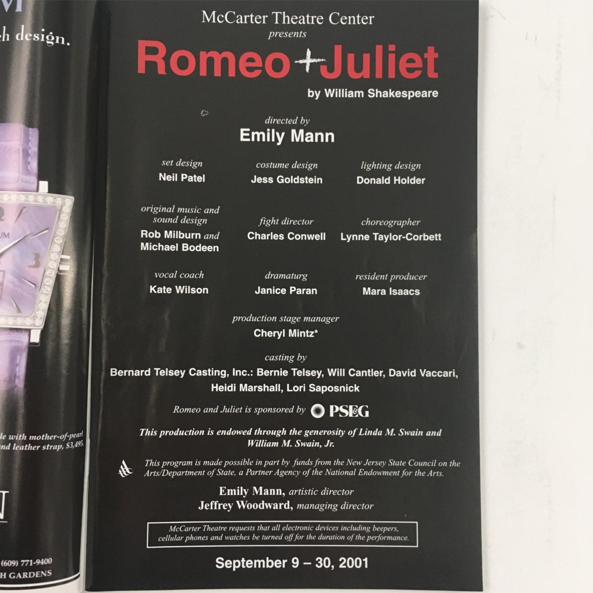 2001 Romeo + Juliet by William Shakespeare, Emily Mann at McCarter Theatre