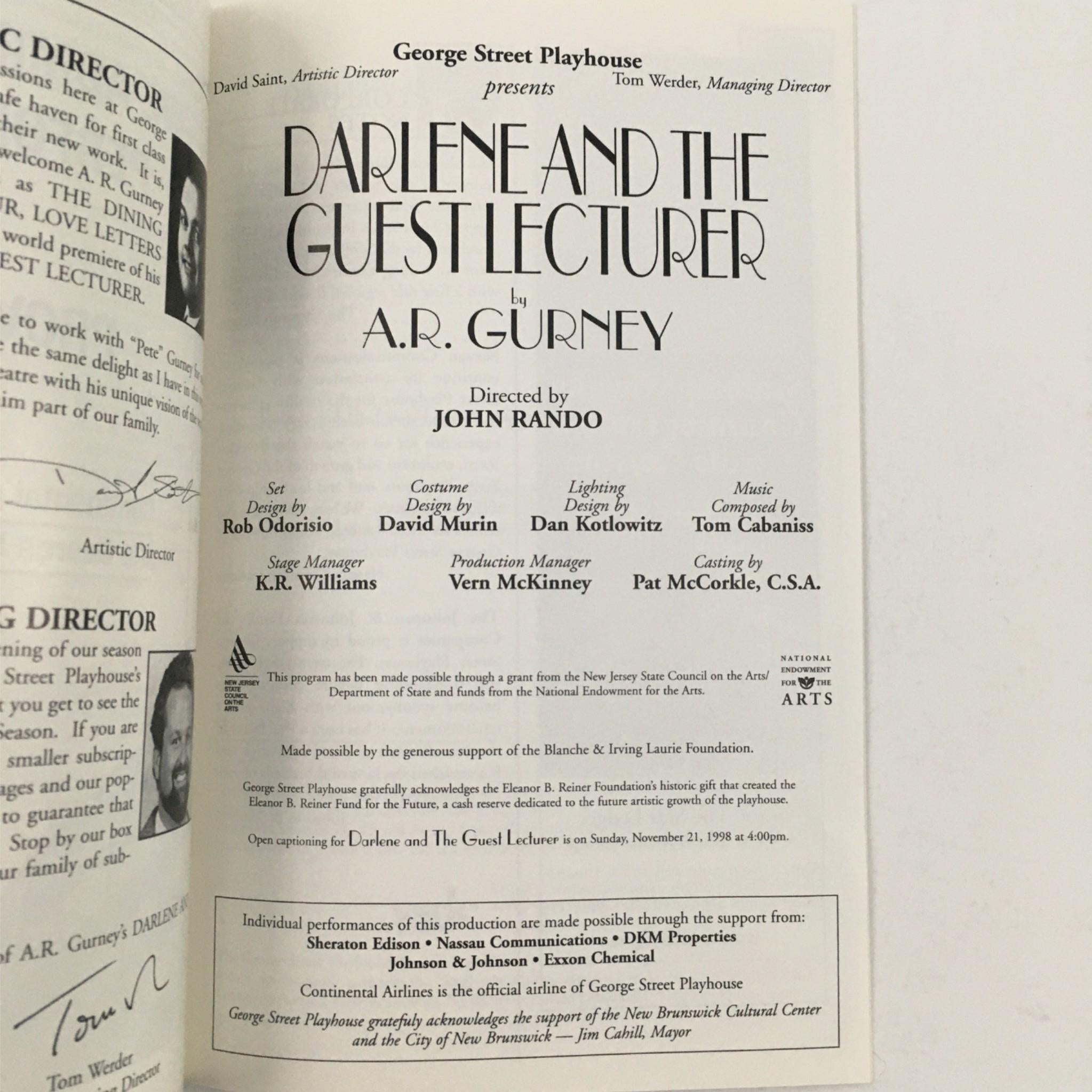 1998 Darlene and the Guest Lecturer by A.R. Gurney at George Street Playhouse