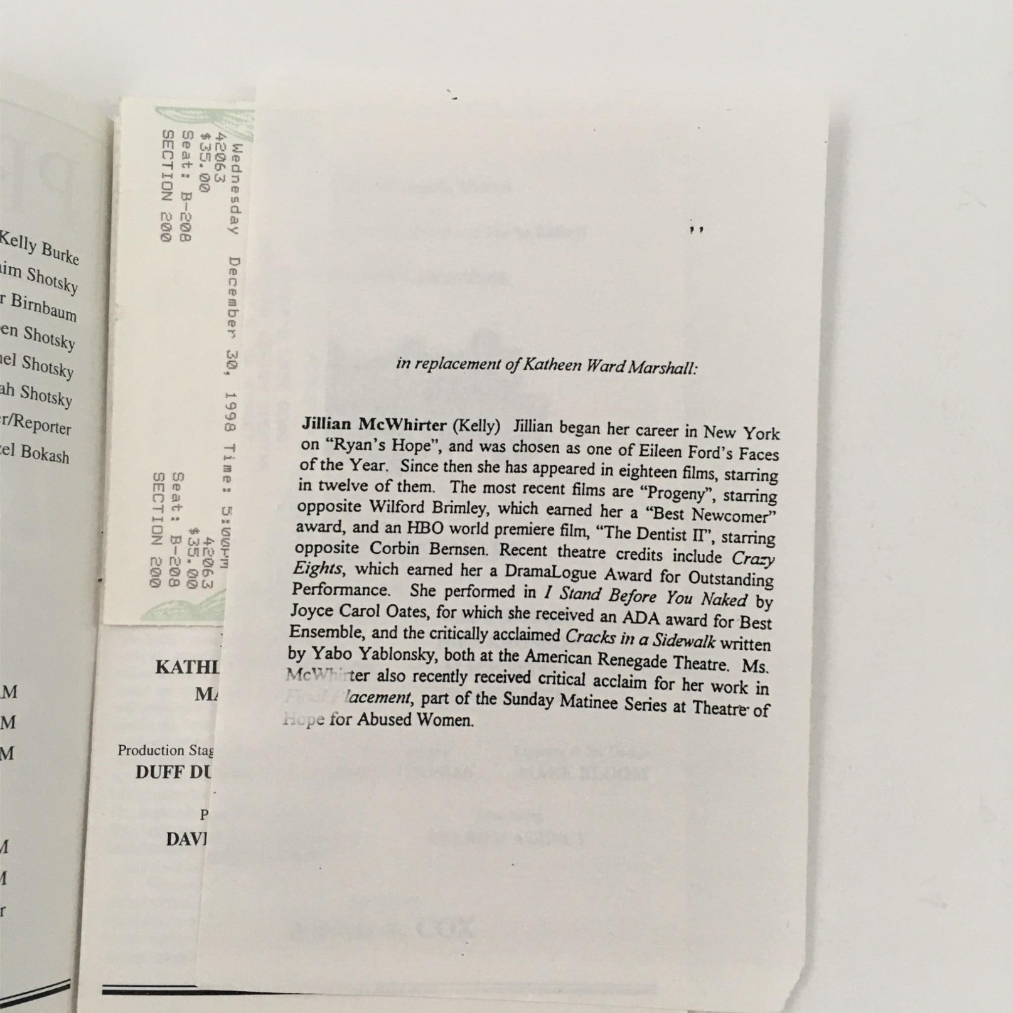 1998 Chaim's Love Song by Marvin Chernoff at The American Renegade Theatre