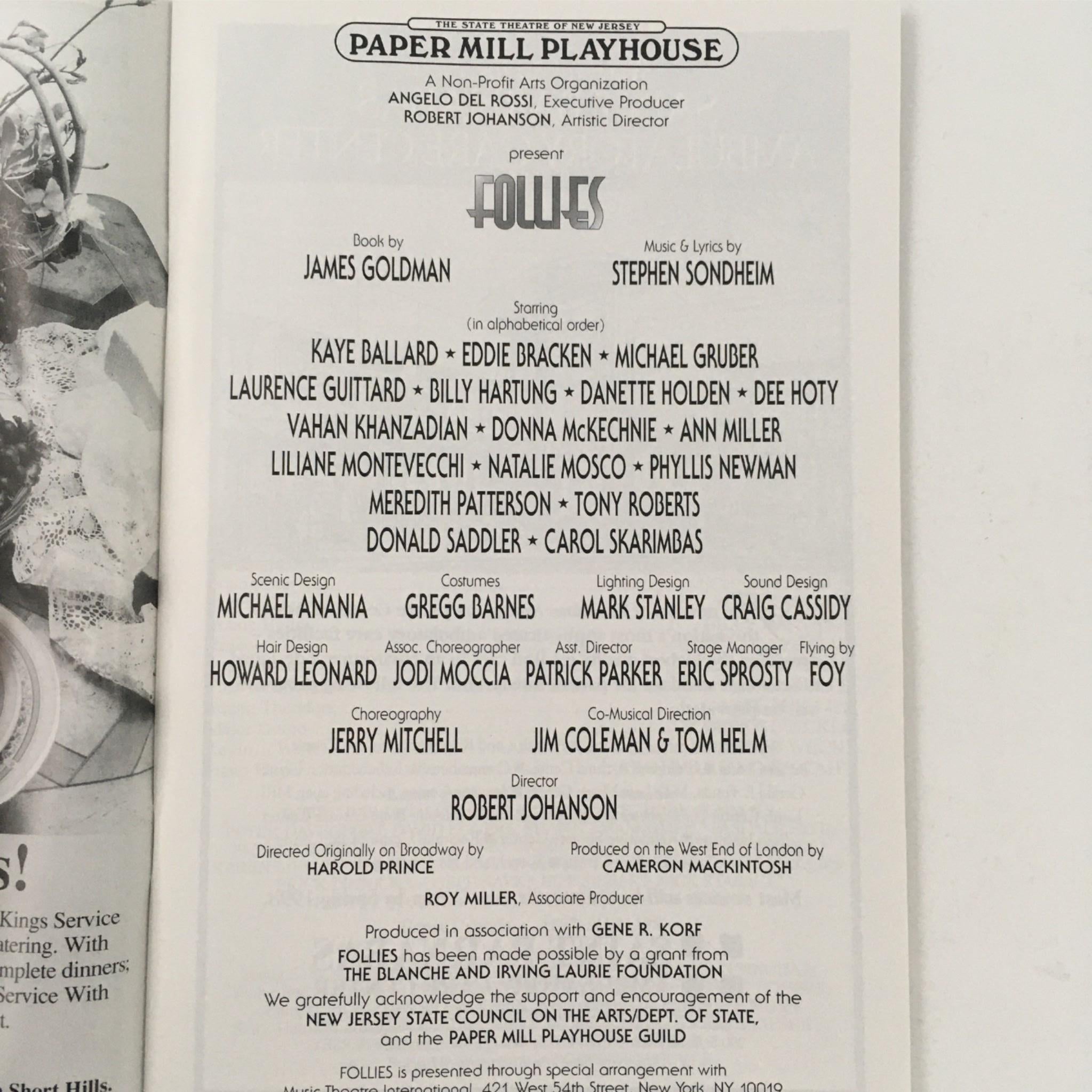 1998 Follies by James Goldman, Robert Johanson at Paper Mill Playhouse