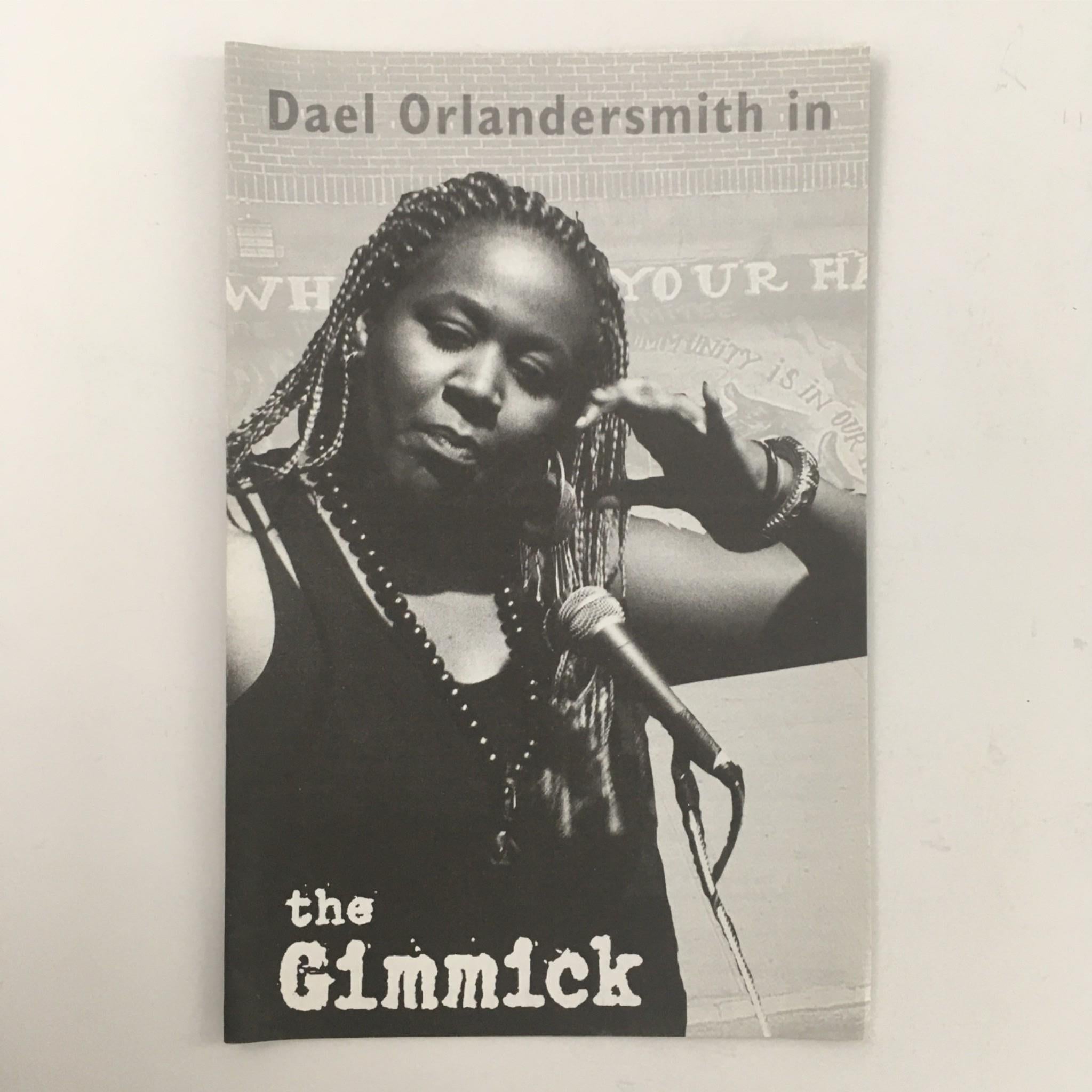 Cover of 'The Gimmick' featuring Dael Orlandersmith performing, at McCarter Theatre, 1998.