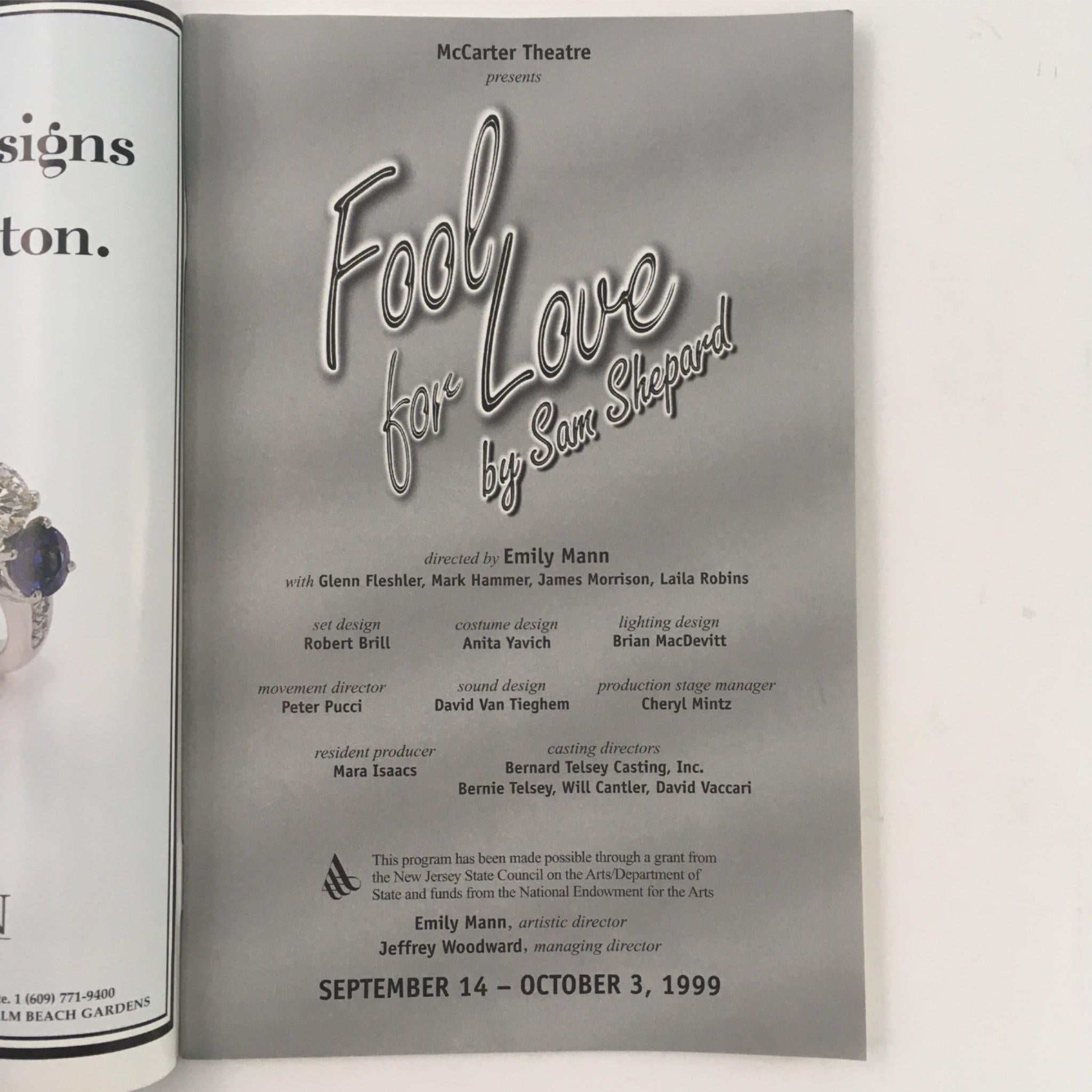 1999 Fool for Love by Sam Shepard, Emily Mann at McCarter Theatre