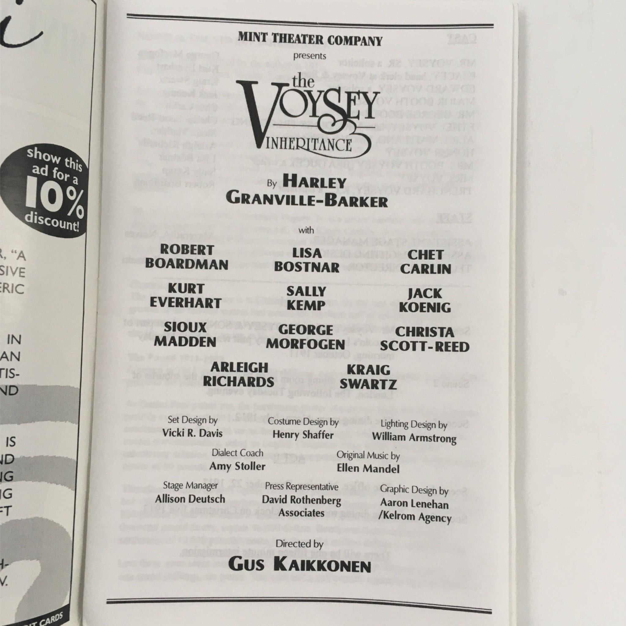 1999 The Voysey by Harley Granville-Barker, Gus Kaikkonen with Mint Theatre