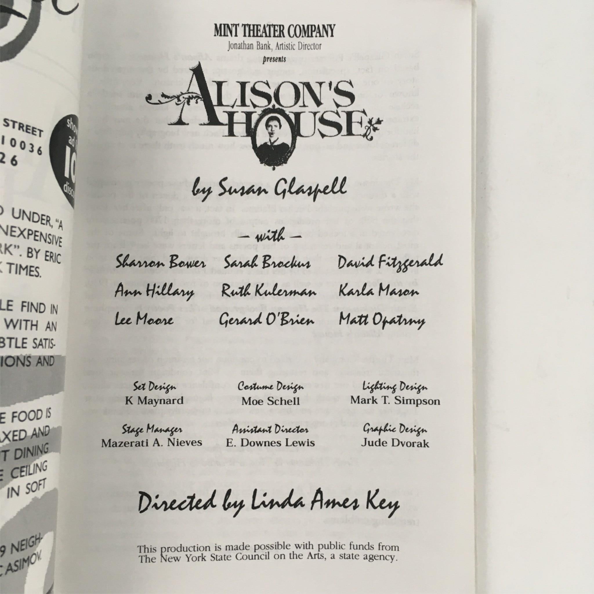 Alison's House by Susan Glaspell, Linda Ames Key with Mint Theatre Company