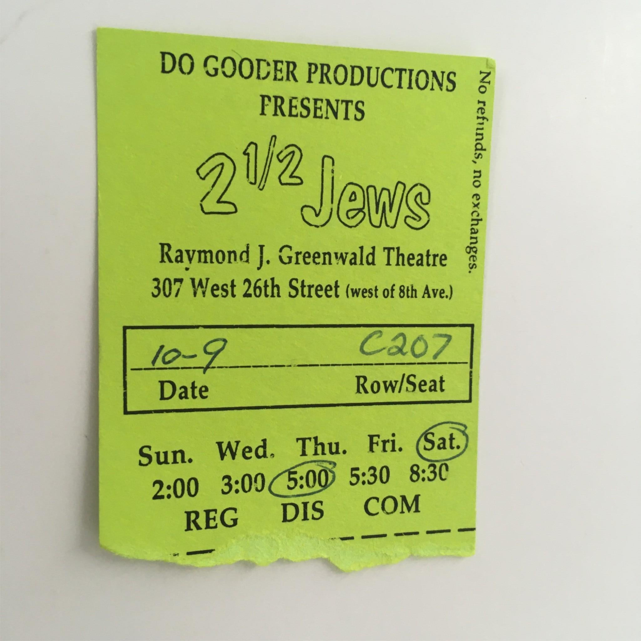 1998 2 1/2 Jews by Alan Brandt, Joe Brancato at Raymond J. Greenwald Theatre