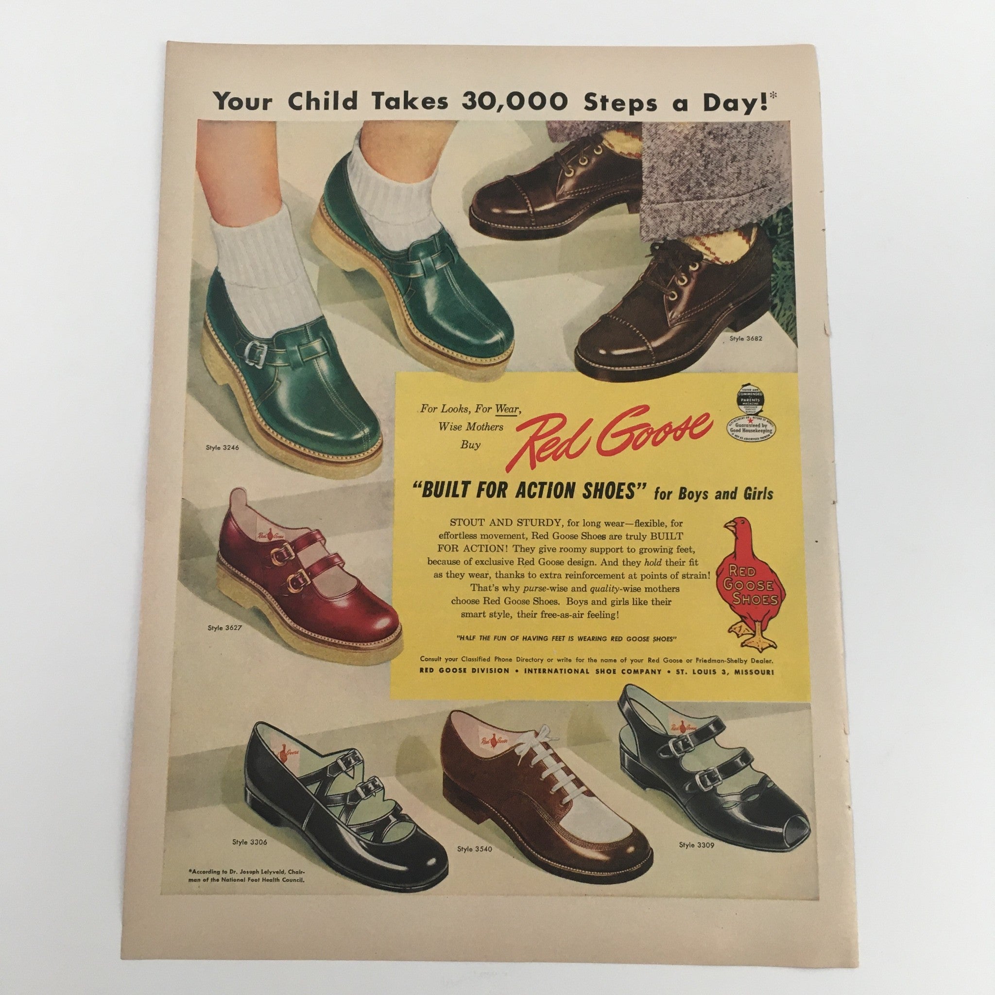 1950 Red Goose Action Shoes For Boys & Girls Vintage Print Ad