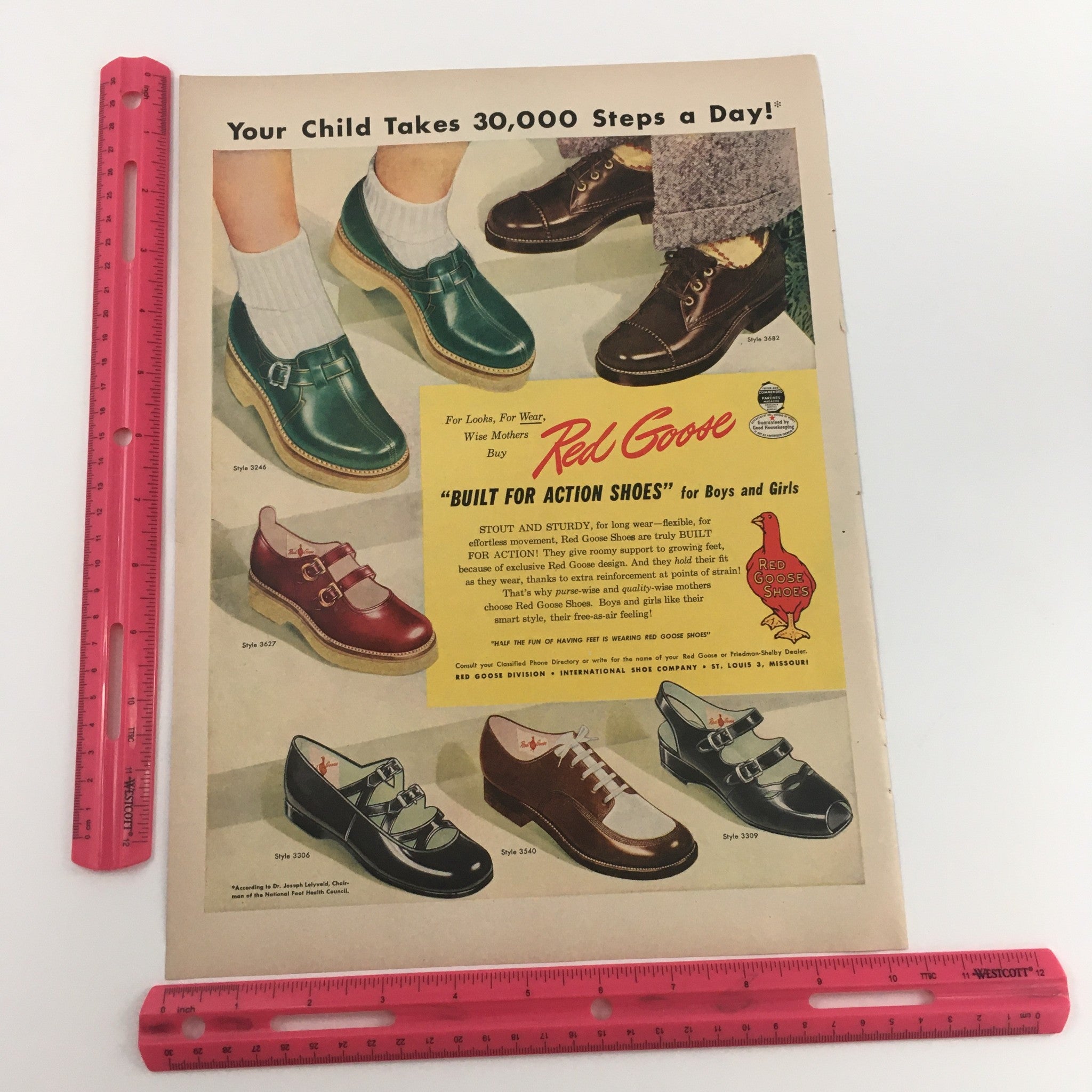 1950 Red Goose Action Shoes For Boys & Girls Vintage Print Ad